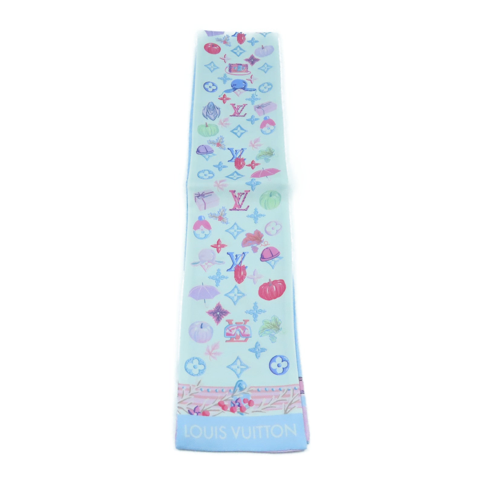 LOUIS VUITTON 【激減優惠】絲質Summer Winter Bandeau Scarf圍巾白色/淺藍色/粉紅色