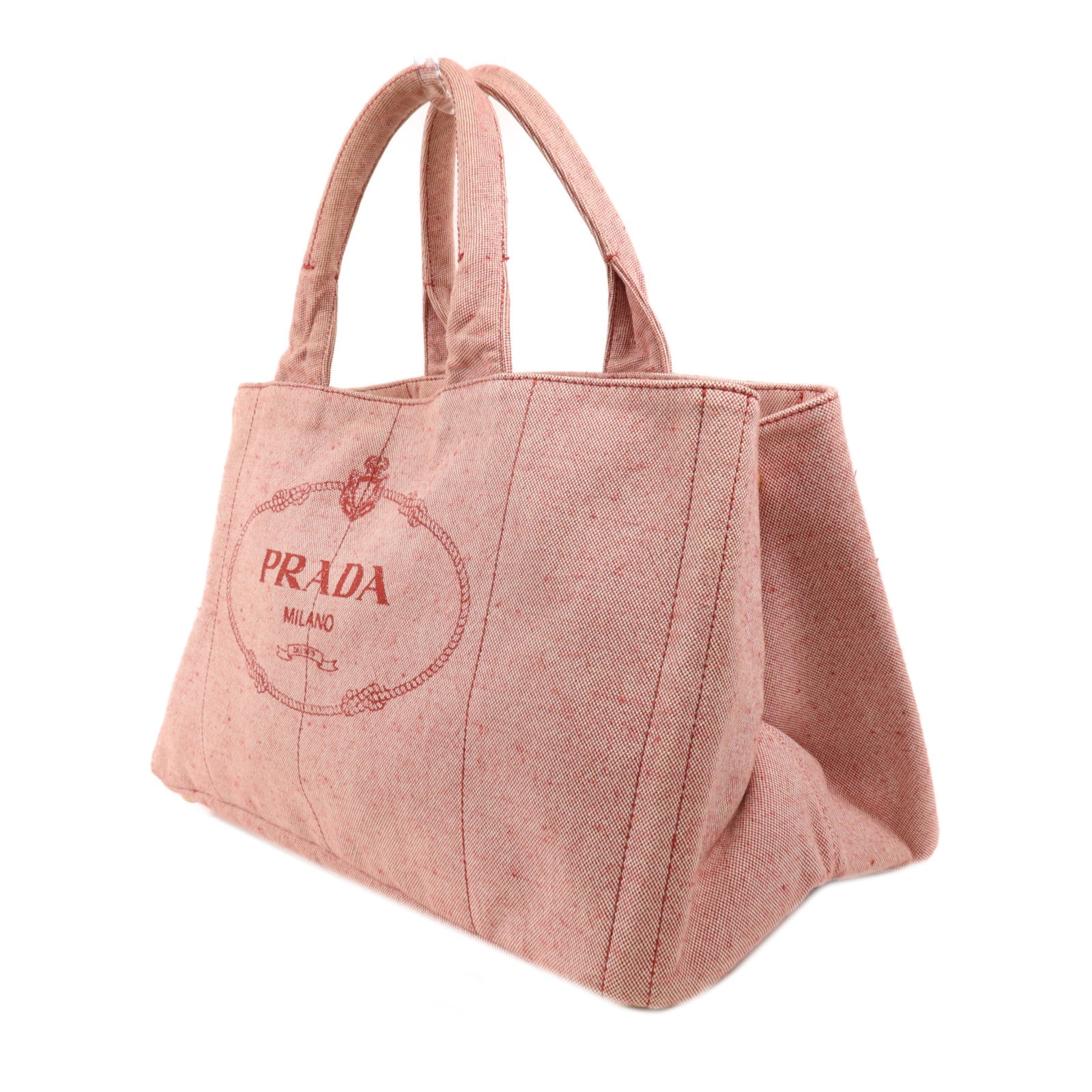 PRADA 帆布Canapa金扣手挽袋