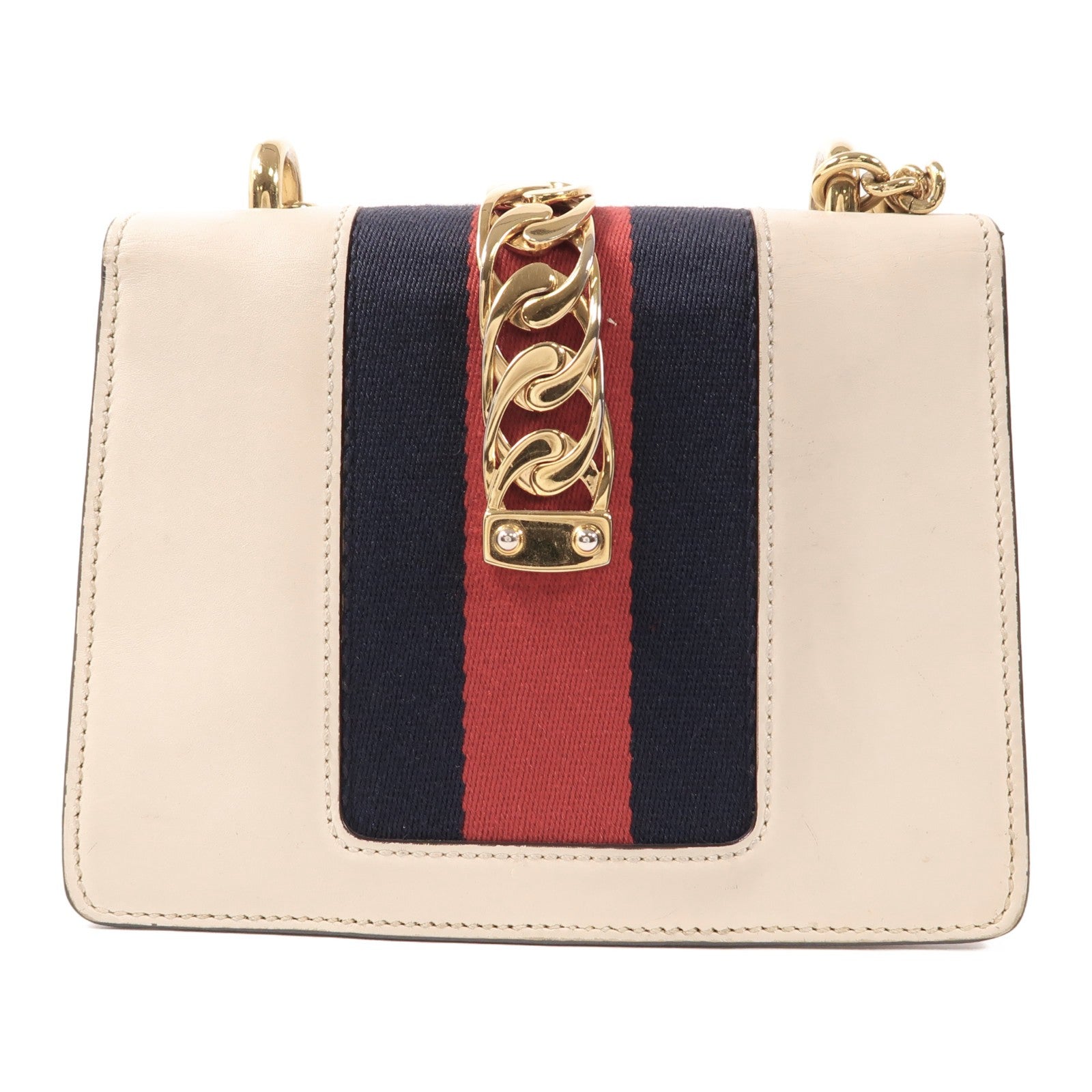 GUCCI GG GHW Sylvie Chain Shoulder Bag 431666 Calfskin Leather Beige