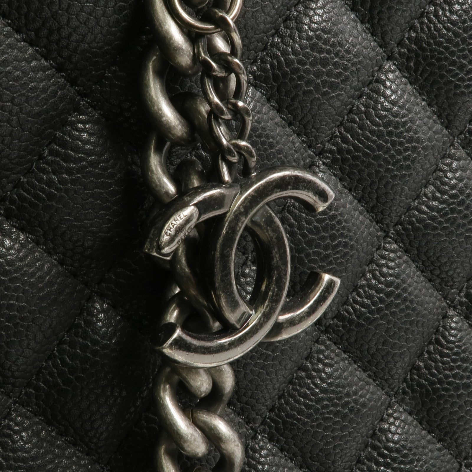 CHANEL 牛皮皮革Chain Shoulder銀扣鏈帶肩背袋