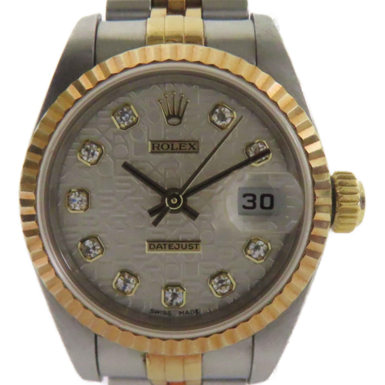 ROLEX Lady Datejust 18K黃金/不鏽鋼手錶自動機芯銀色