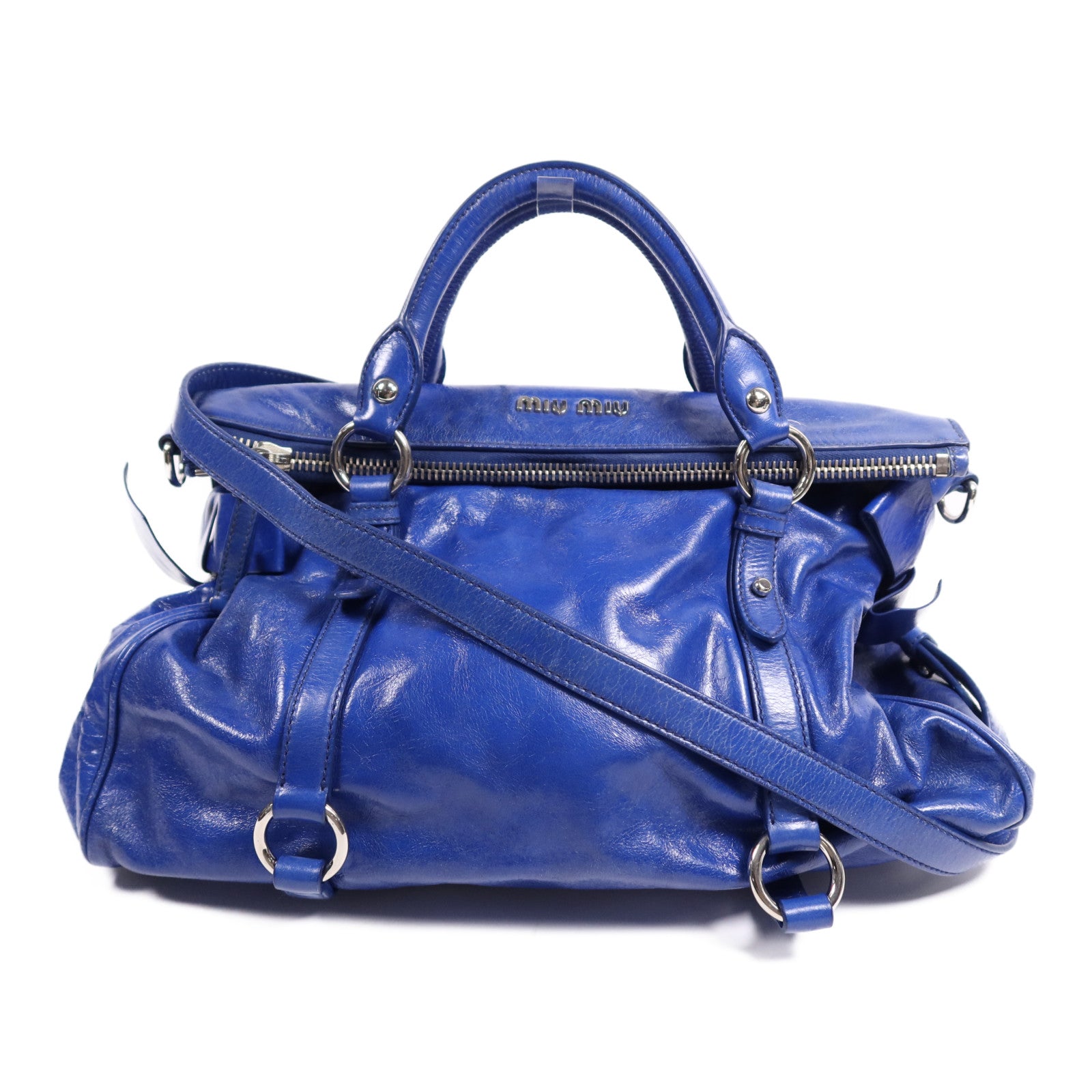 Miu Miu 牛皮皮革2 Way Shoulder Bag銀扣手挽肩背兩用袋