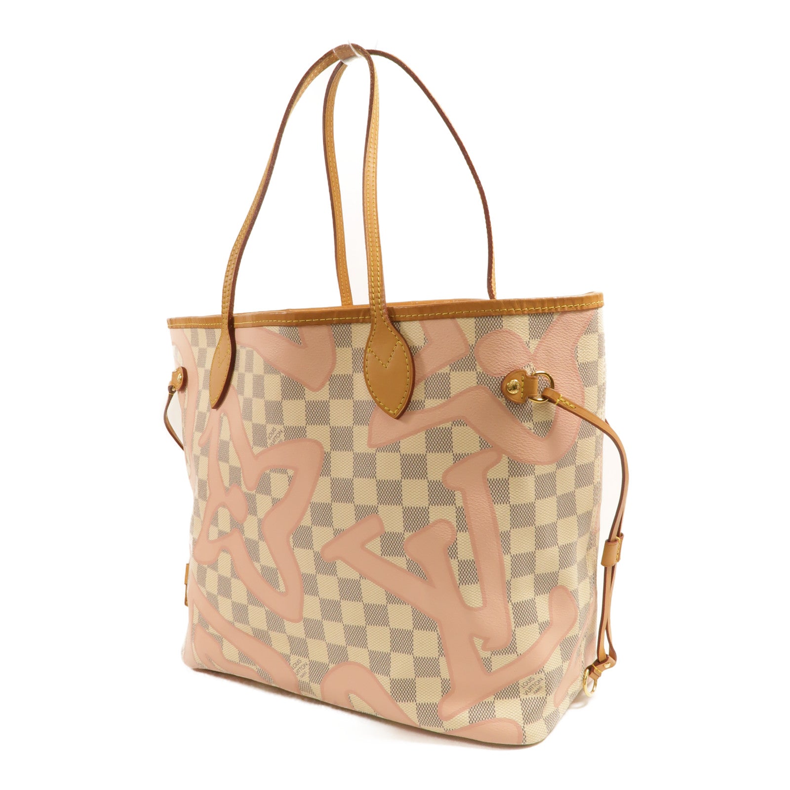 LOUIS VUITTON Damier Azur Tahitienne Neverfull MM金扣肩背袋