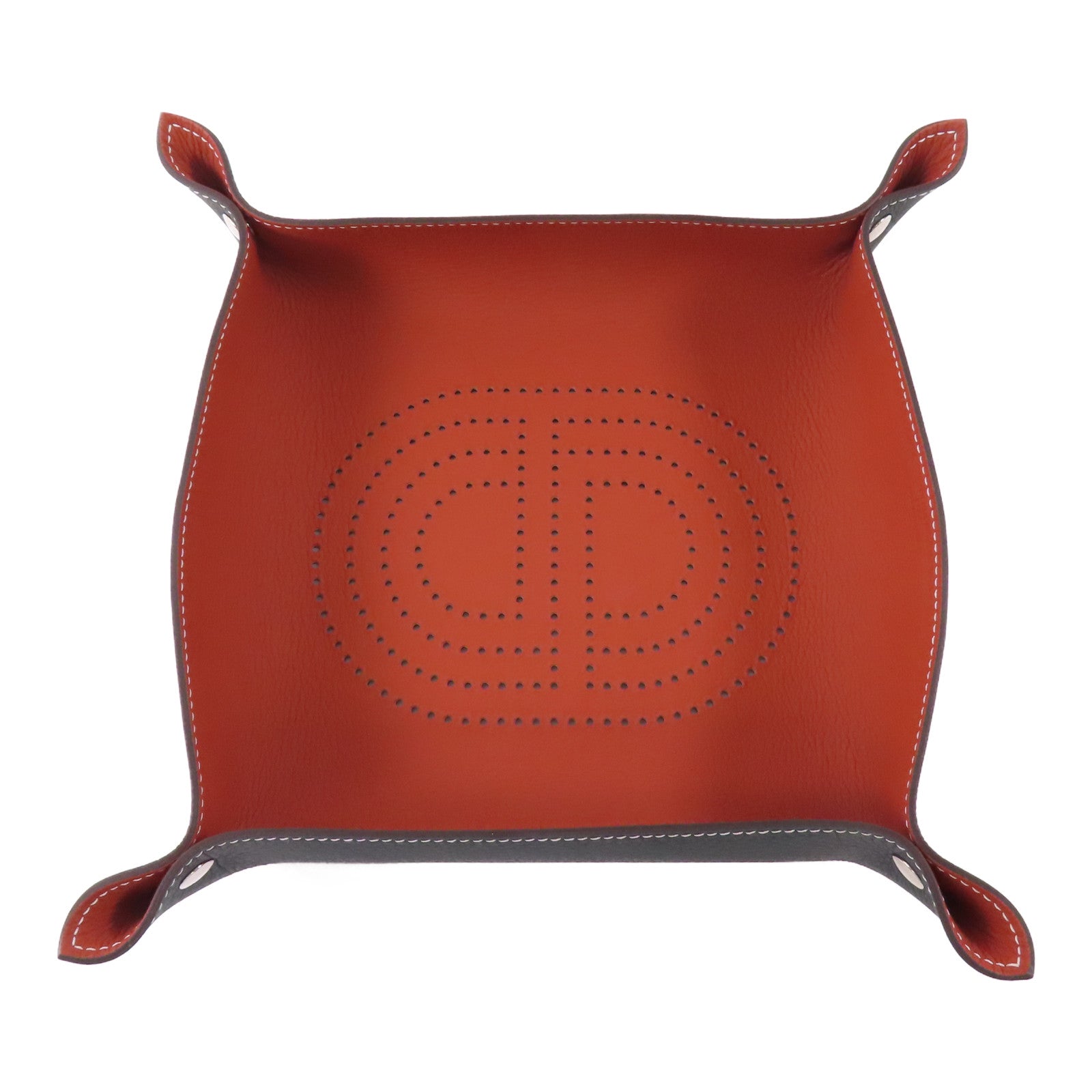 HERMES Clemence皮革In The Loop Change Tray銀扣托盤