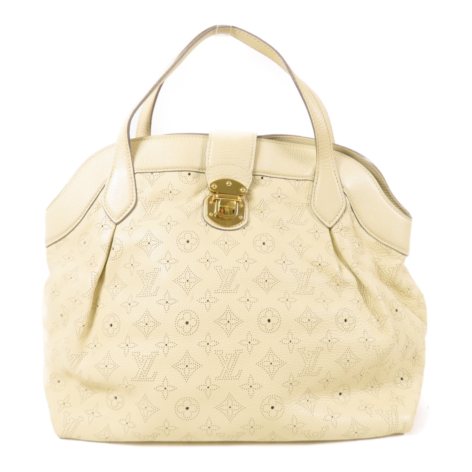 LOUIS VUITTON 【激減優惠】Mahina Cirrus MM金扣手挽袋米色