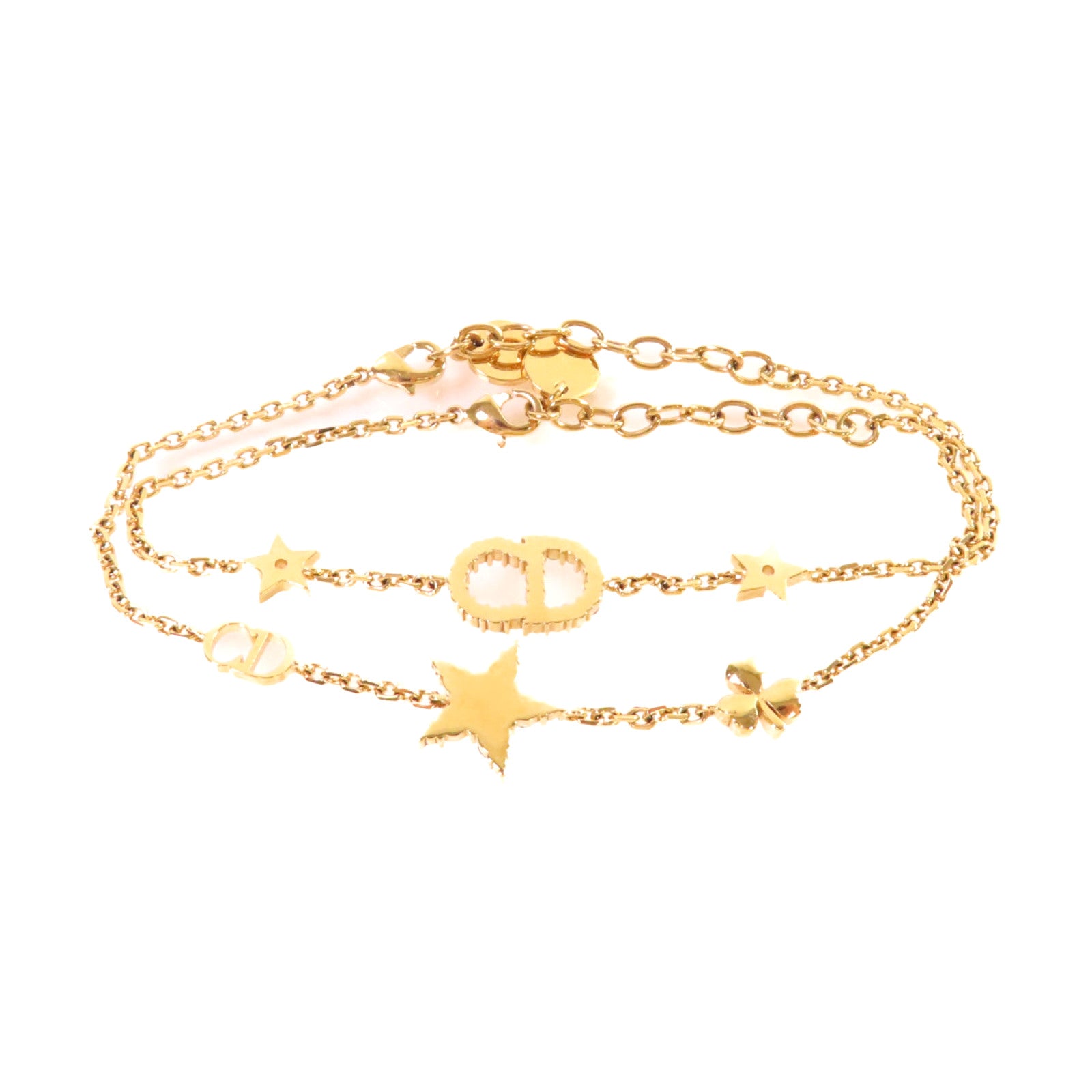 Dior 金屬/水鑽CD Bracelet金扣手鏈金色