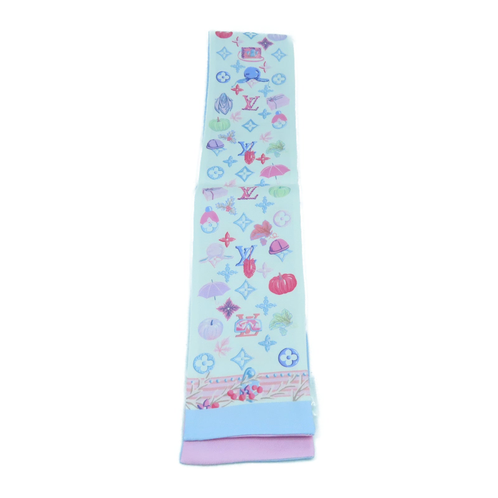 LOUIS VUITTON 【激減優惠】絲質Summer Winter Bandeau Scarf圍巾白色/淺藍色/粉紅色