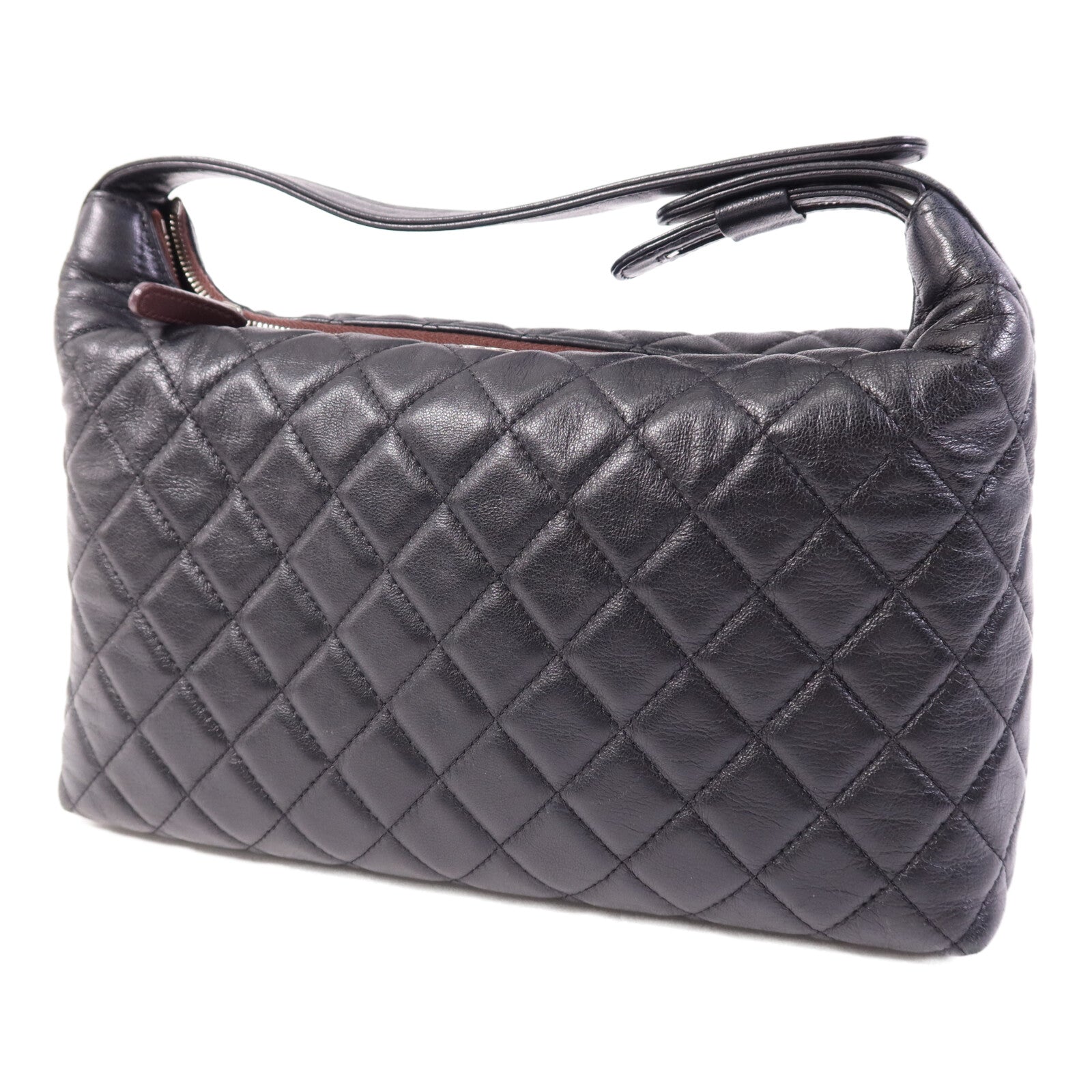 CHANEL 羊皮皮革Vintage Hobo Bag銀扣肩背袋