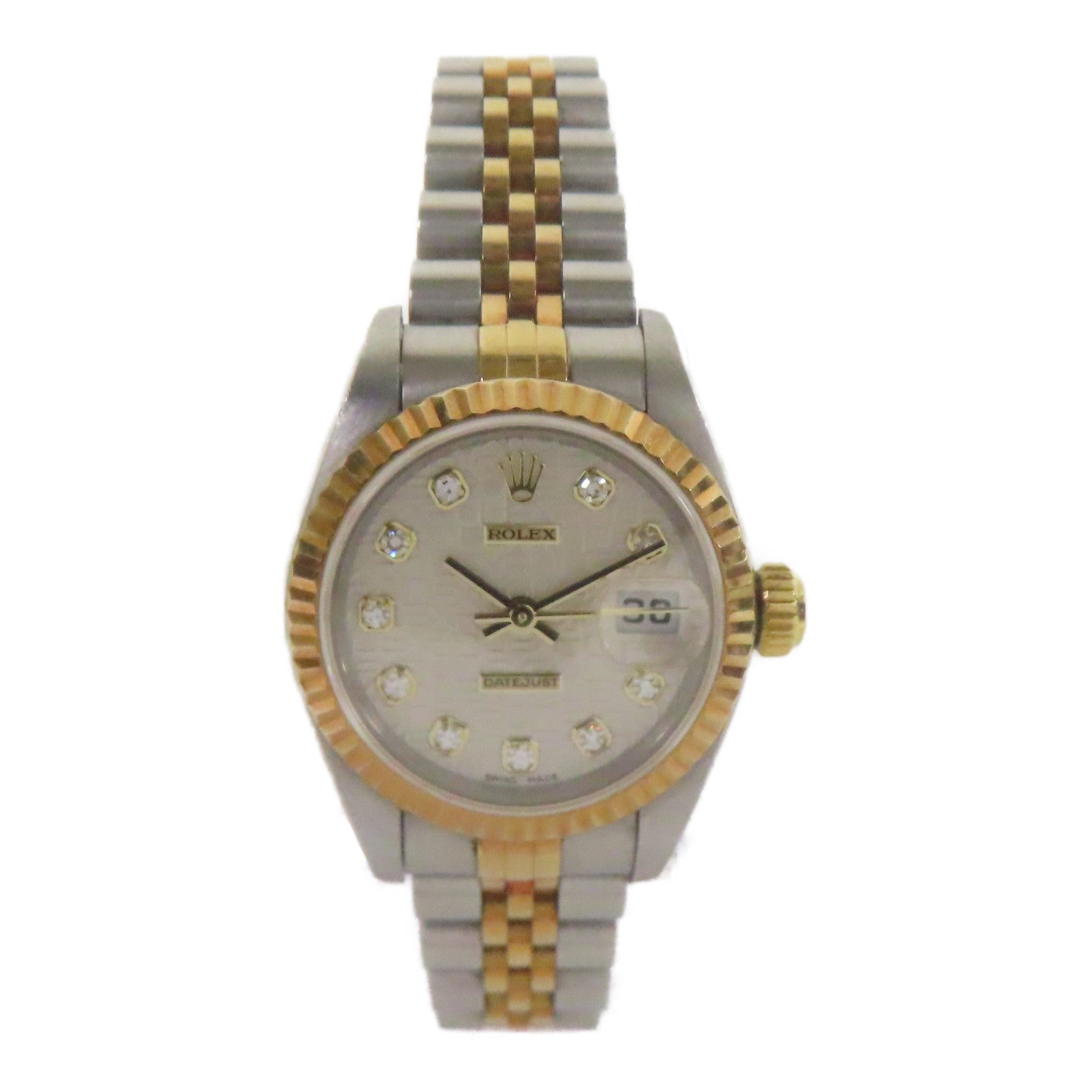 ROLEX Lady Datejust 18K黃金/不鏽鋼手錶自動機芯銀色