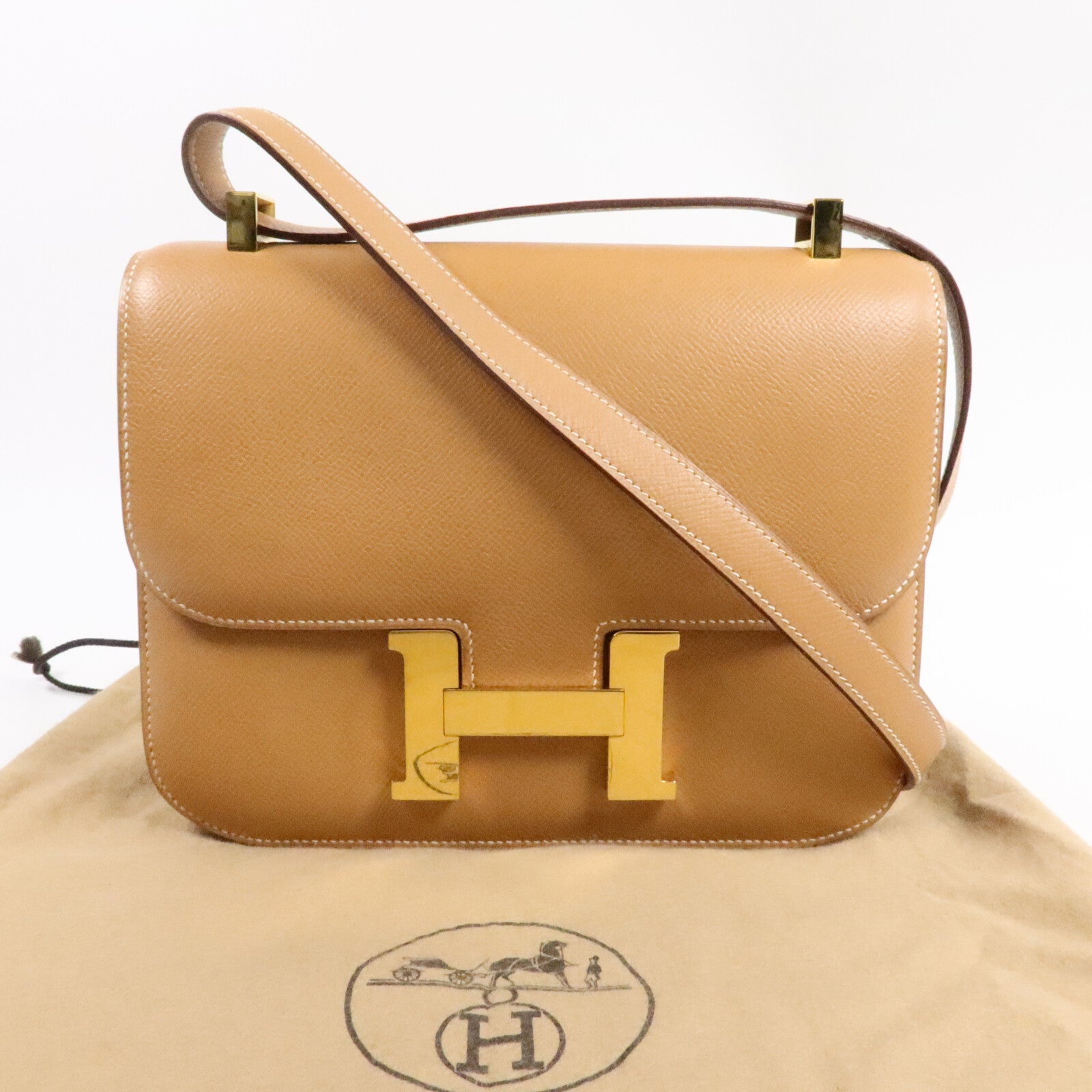 HERMES Epsom皮革Constance 24肩背袋Naturel