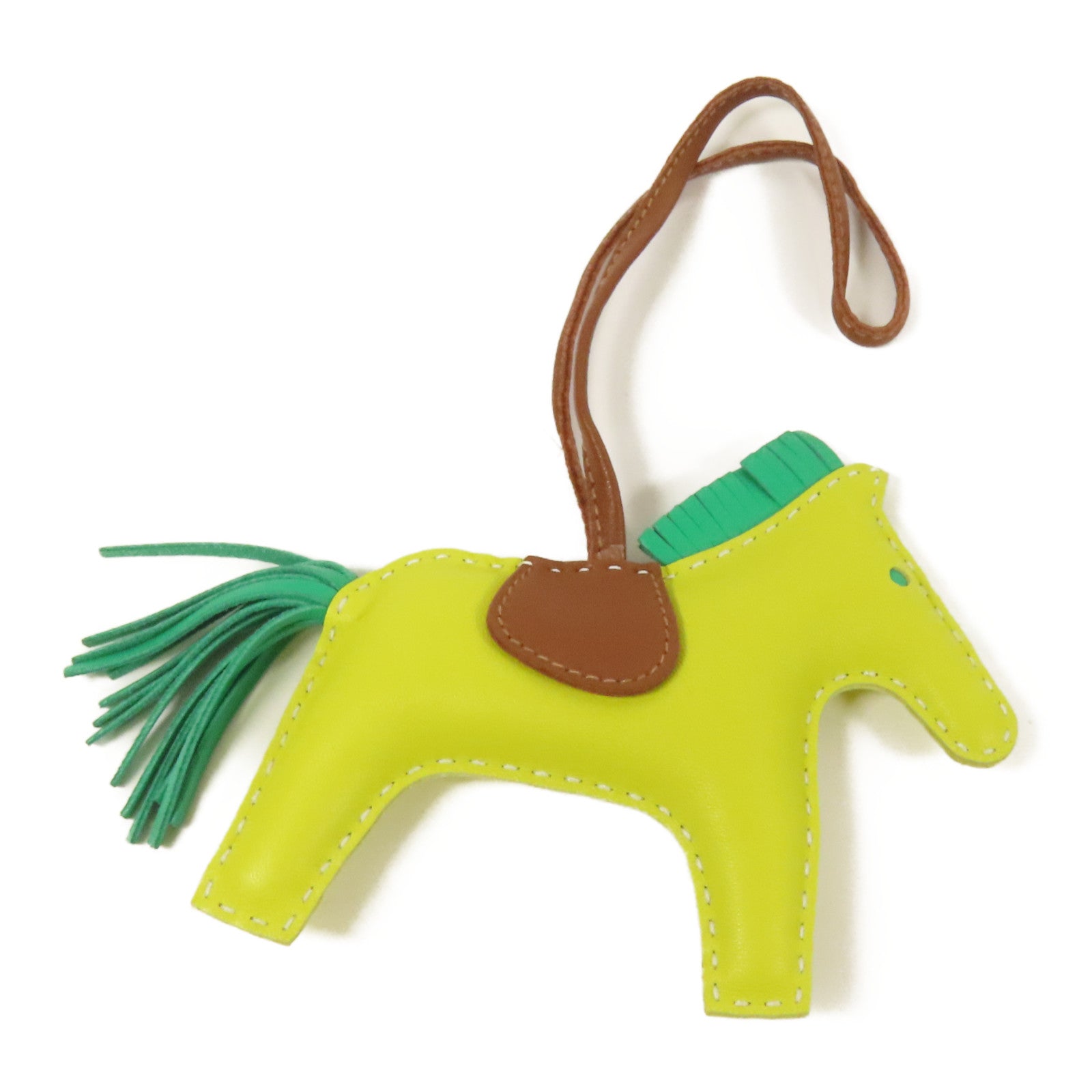 HERMES Milo皮革Rodeo MM掛飾Lime