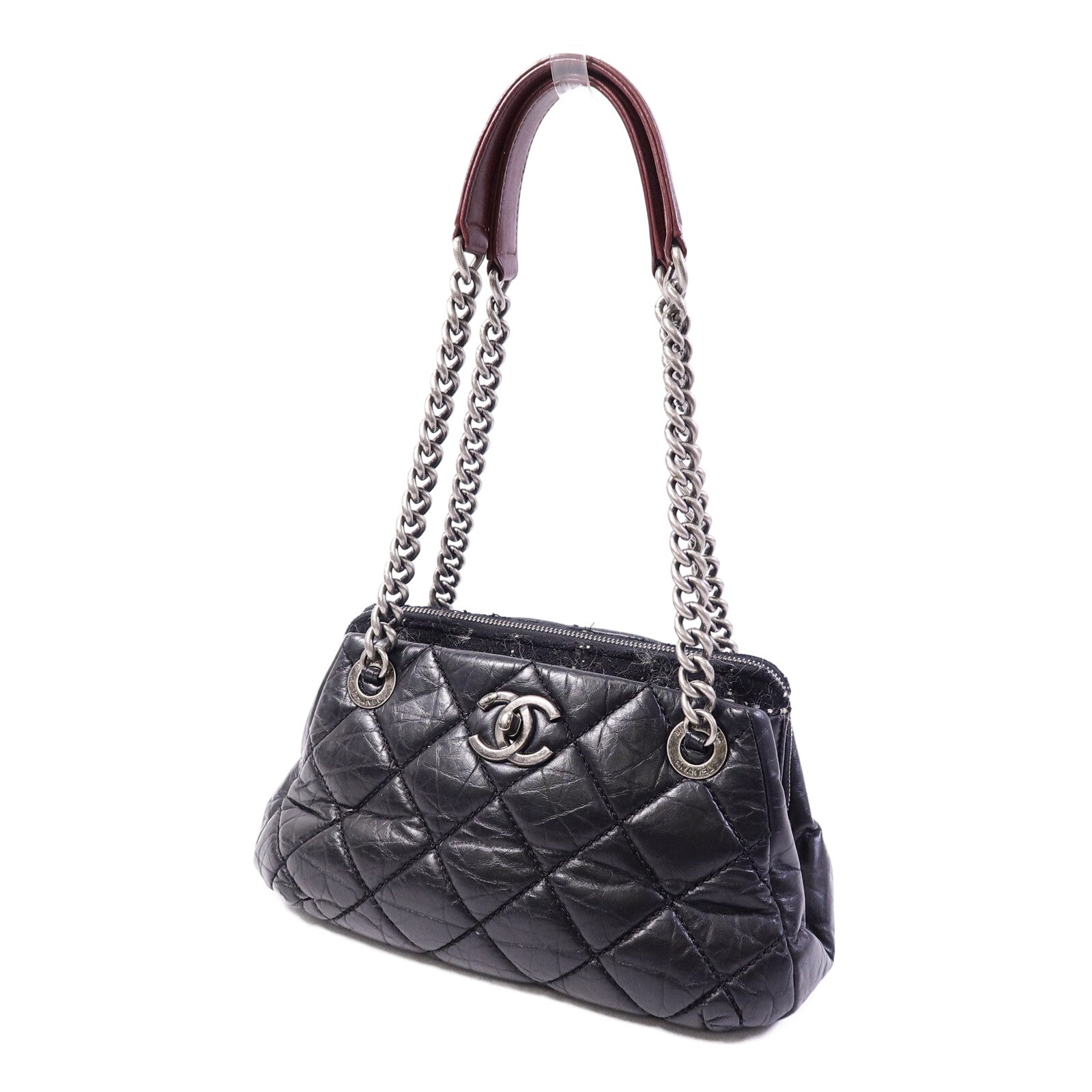 CHANEL Tweed/牛皮皮革Chain Shoulder Bag鏈帶肩背袋