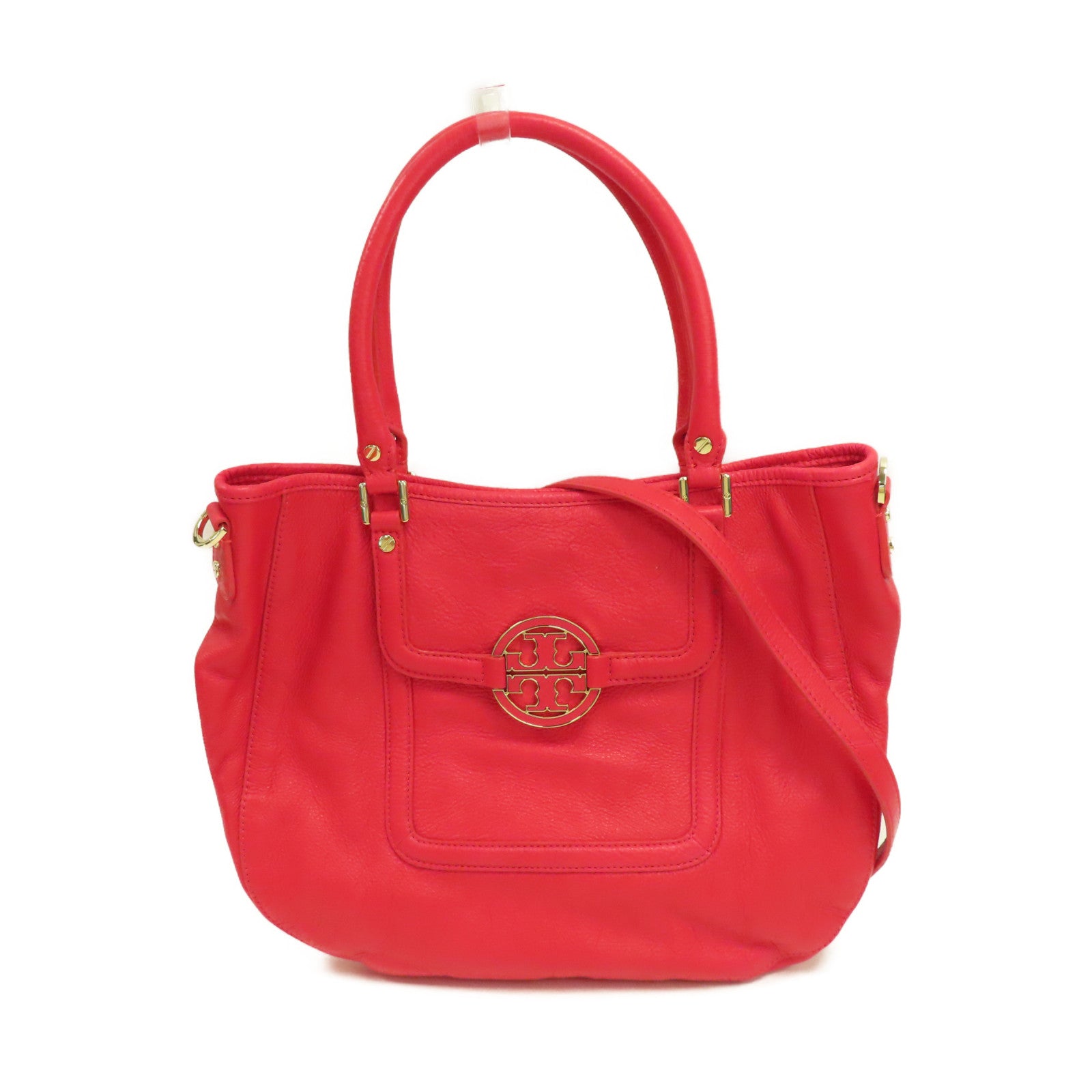 【激減優惠】牛皮皮革Tote Bag金扣手挽肩背兩用袋粉紅色