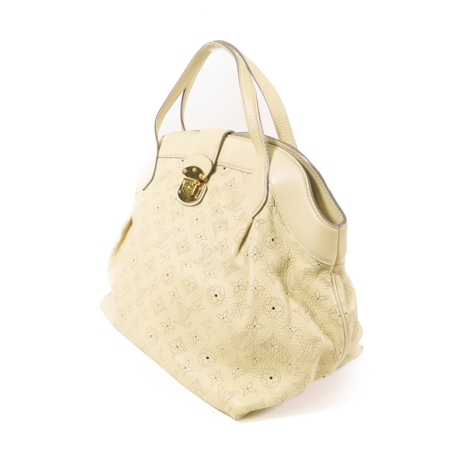 LOUIS VUITTON 【激減優惠】Mahina Cirrus MM金扣手挽袋米色