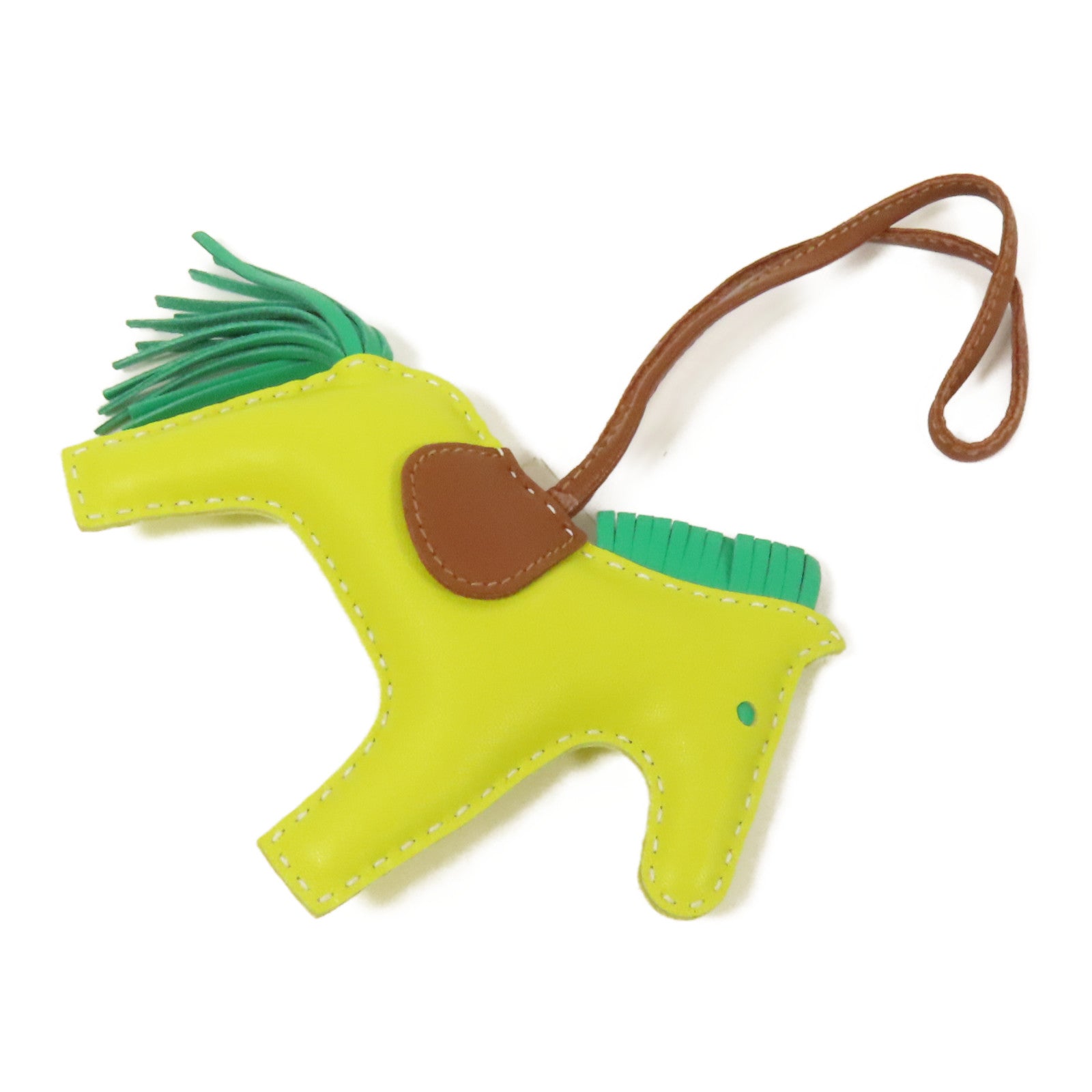 HERMES Milo皮革Rodeo MM掛飾Lime
