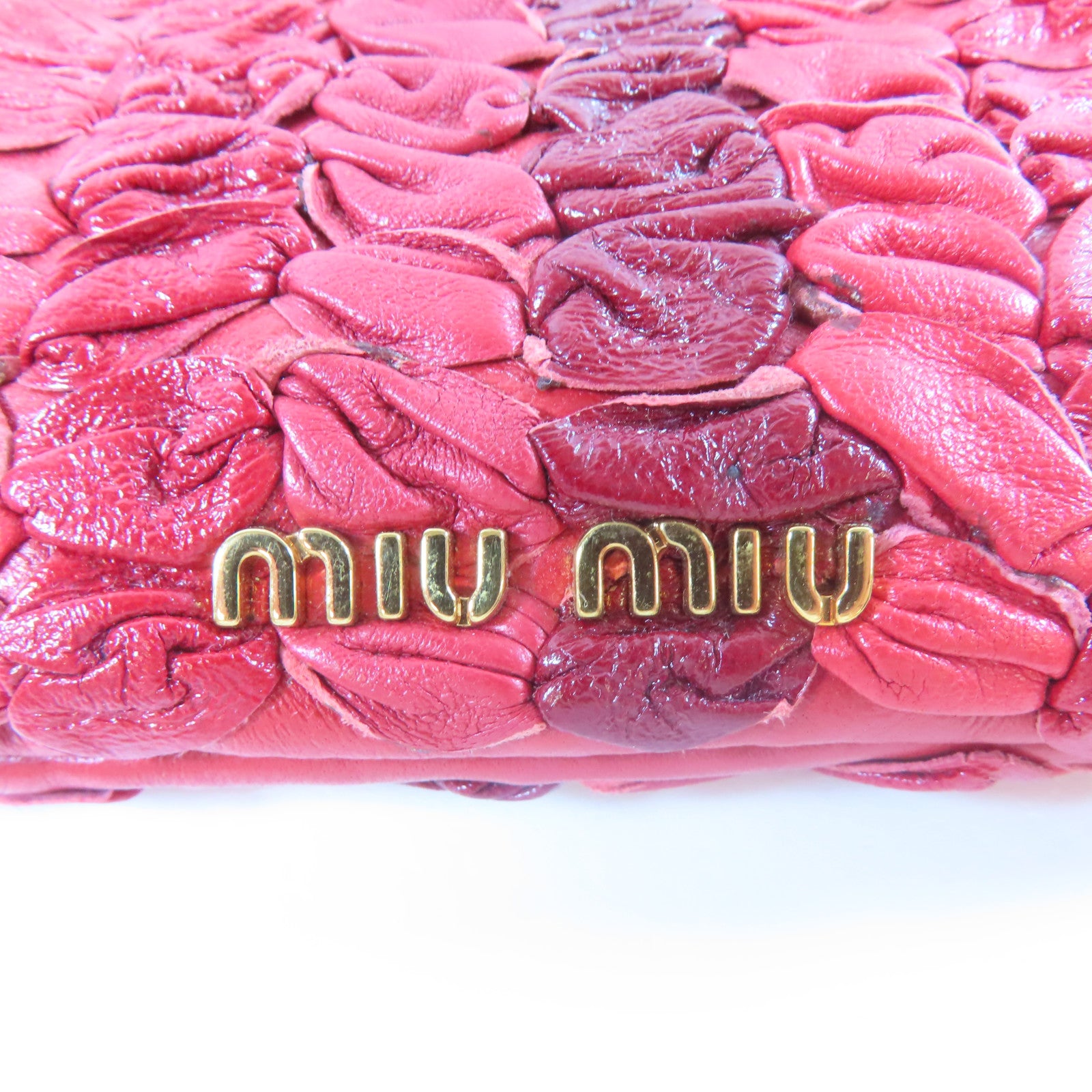 Miu Miu 【激減優惠】牛皮皮革Shoulder Pouch金扣肩背袋紅色