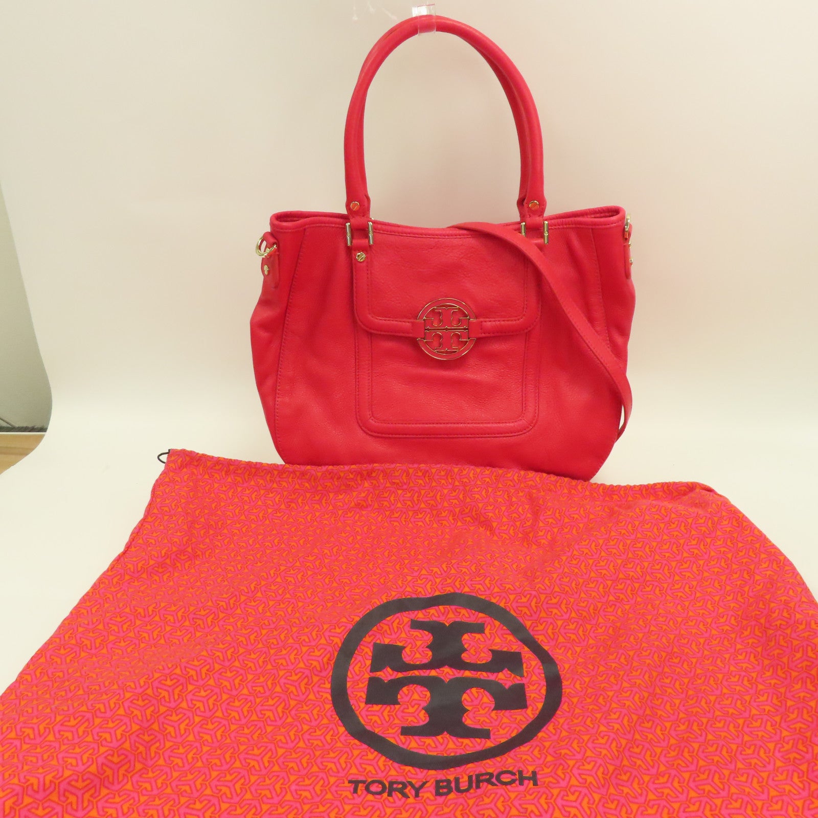 【激減優惠】牛皮皮革Tote Bag金扣手挽肩背兩用袋粉紅色