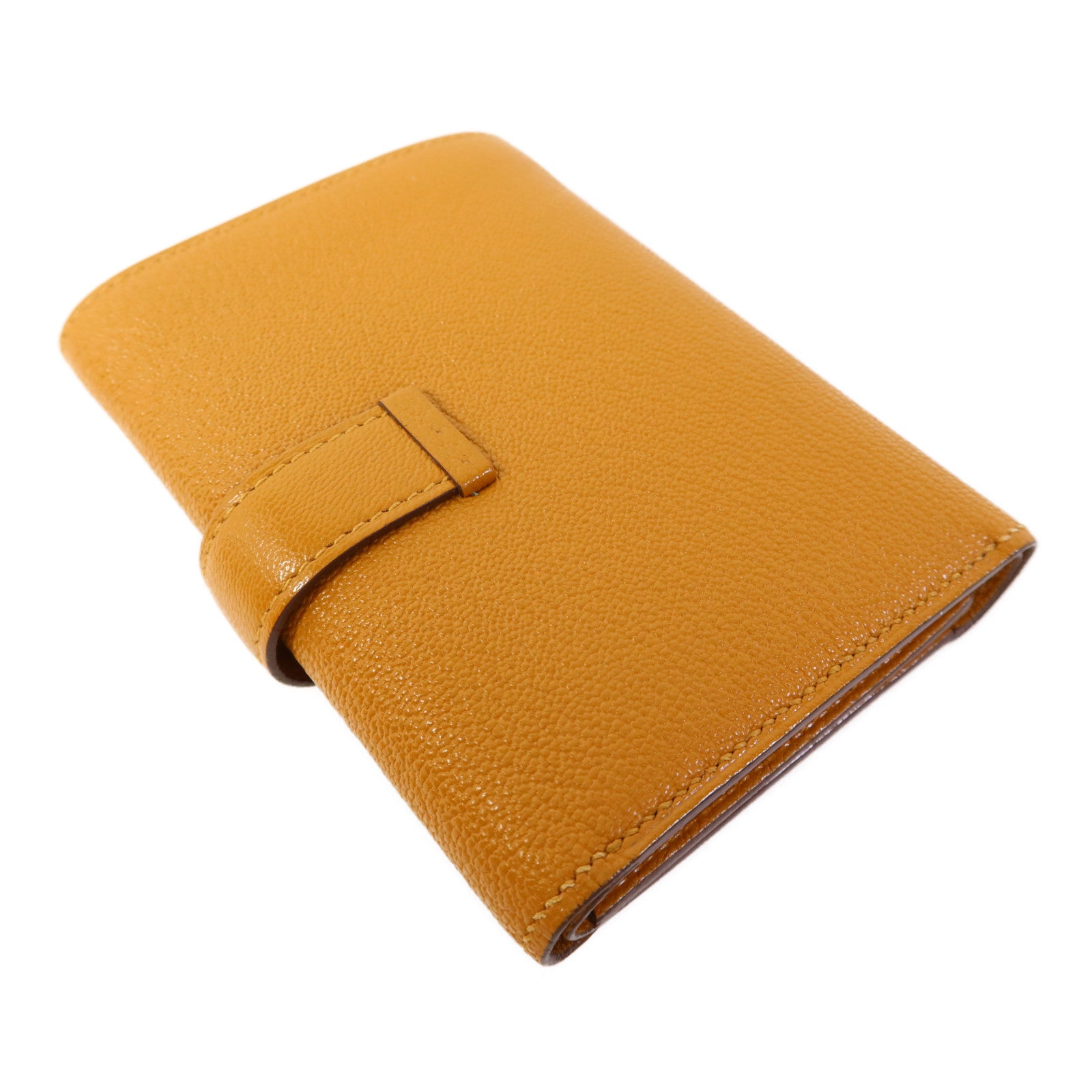 HERMES Chevre皮革Bearn Wallet金扣錢包Sesame