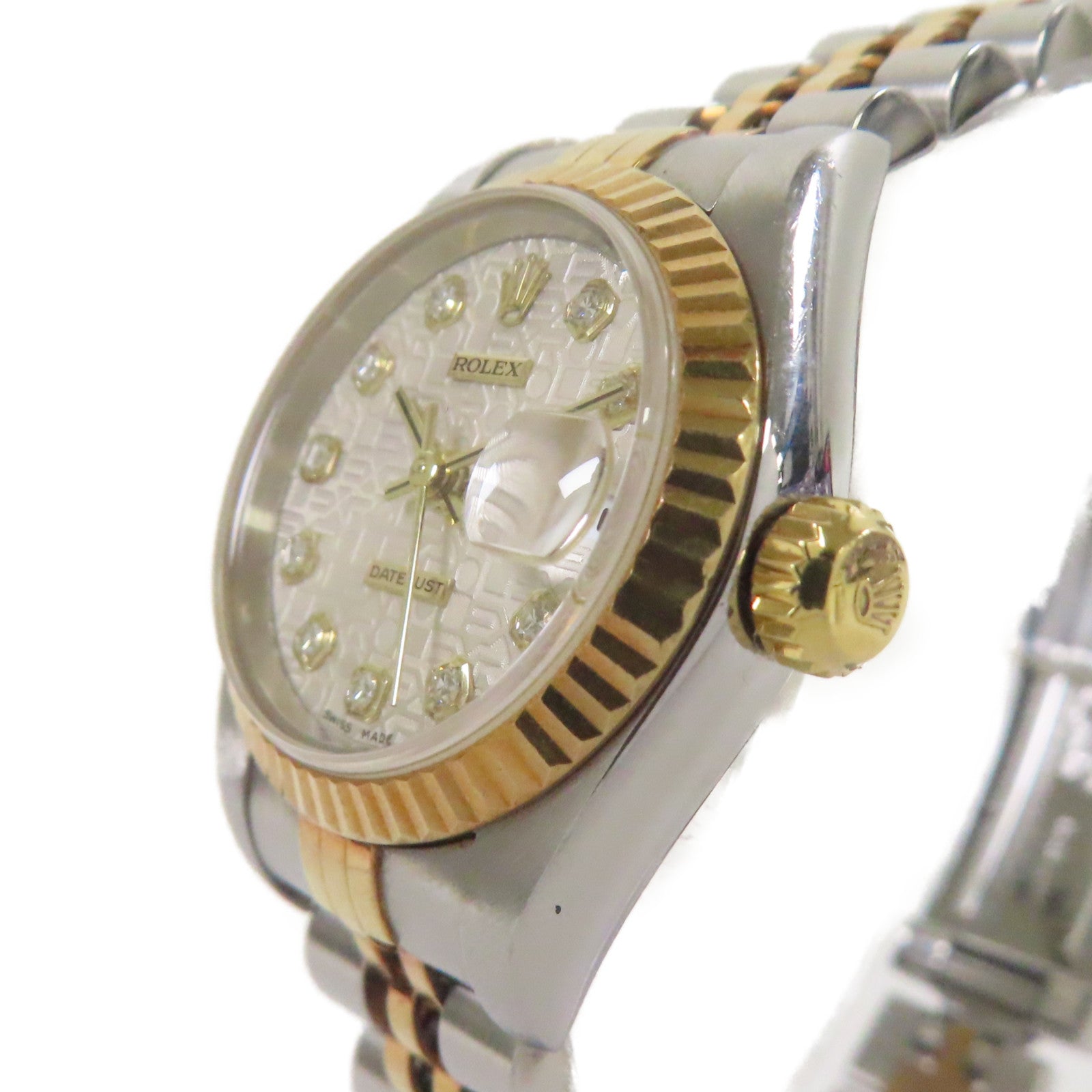 ROLEX Lady Datejust 18K黃金/不鏽鋼手錶自動機芯銀色