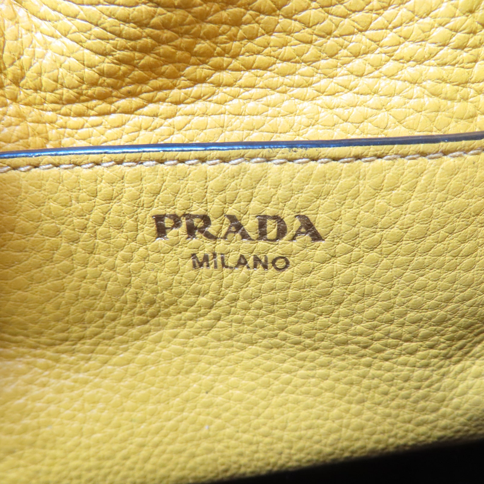 PRADA 牛皮皮革Drawstring Shoulder Bag金扣手挽肩背兩用袋黃色