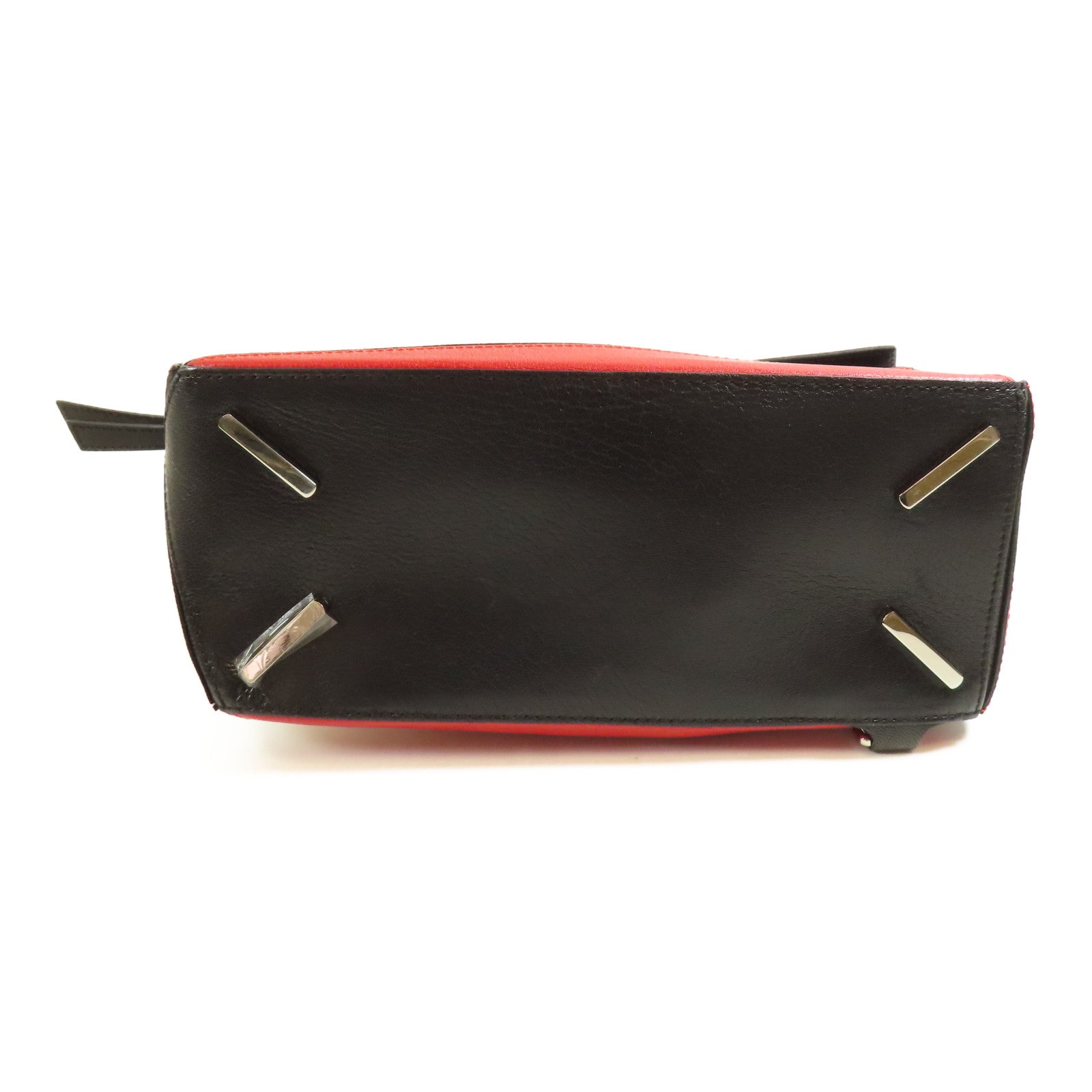 LOEWE SHW Puzzle Medium 2 Way Shoulder Hand Bag Calfskin Leather White Red