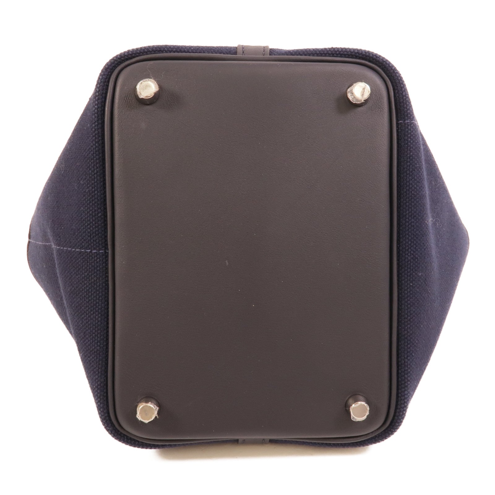 HERMES 帆布/皮革Picotin Cargo PM手挽袋Bleu Marine