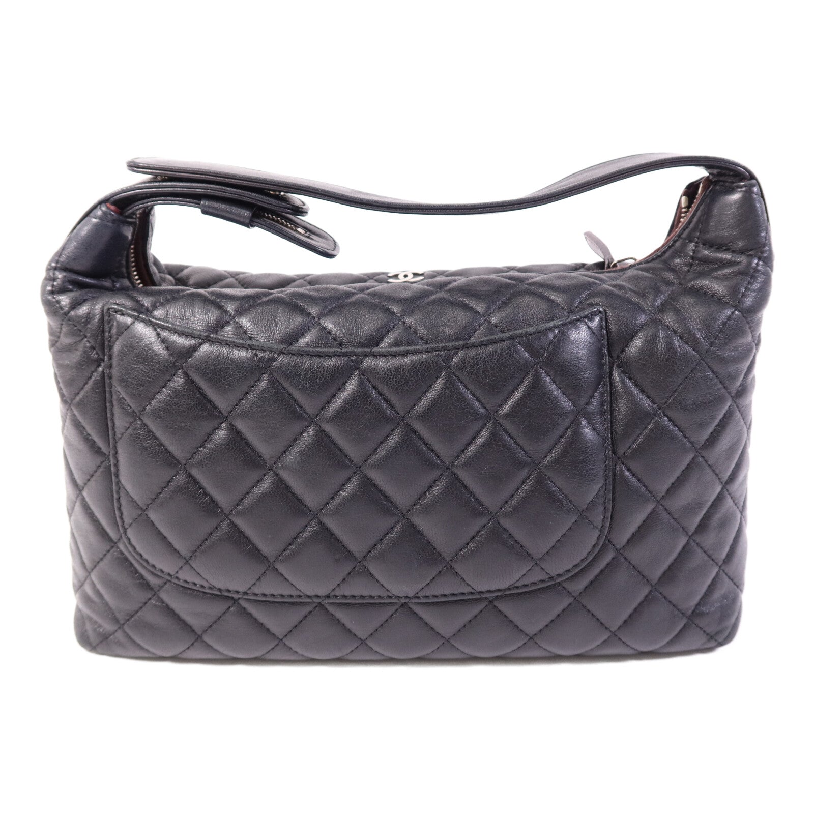 CHANEL 羊皮皮革Vintage Hobo Bag銀扣肩背袋