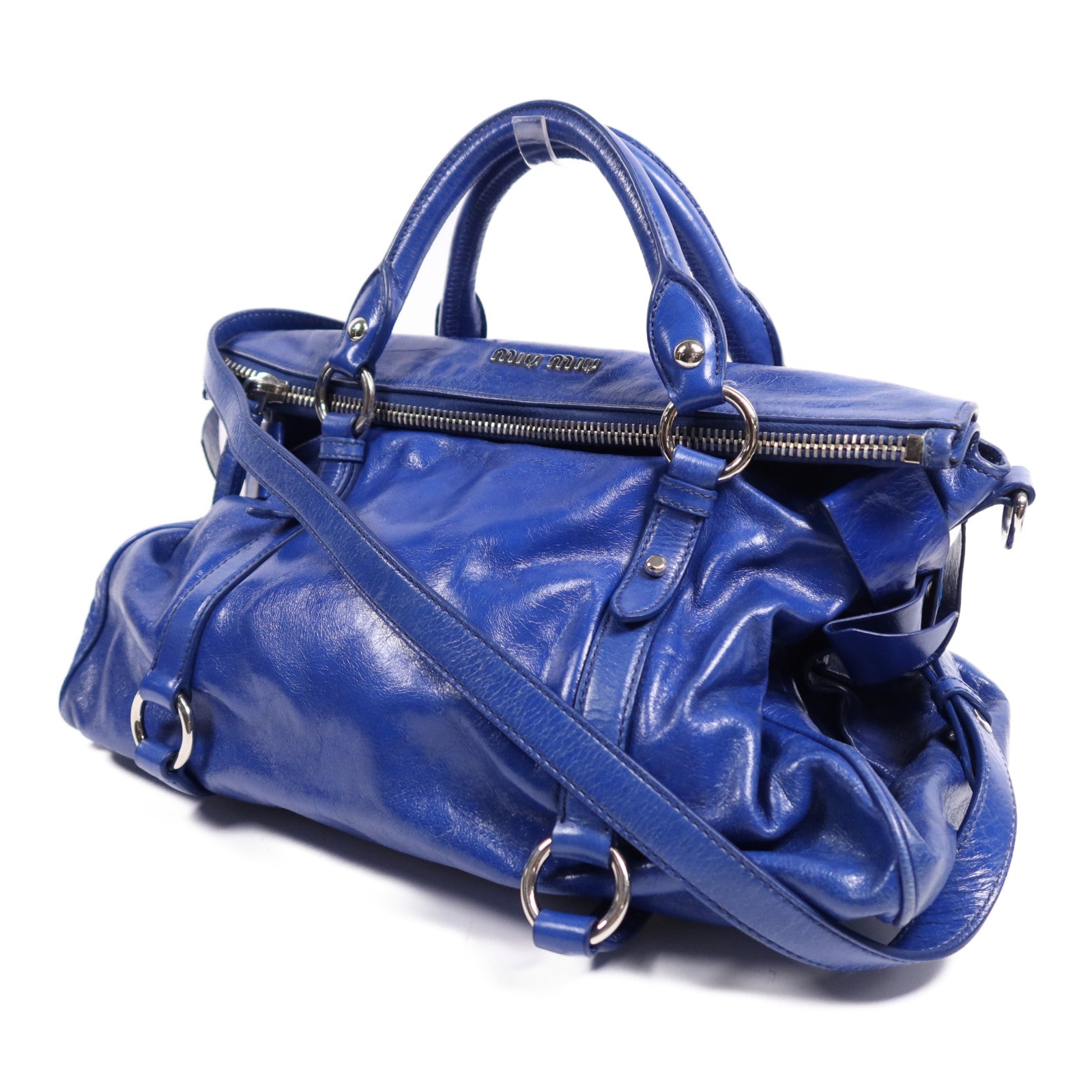 Miu Miu 牛皮皮革2 Way Shoulder Bag銀扣手挽肩背兩用袋