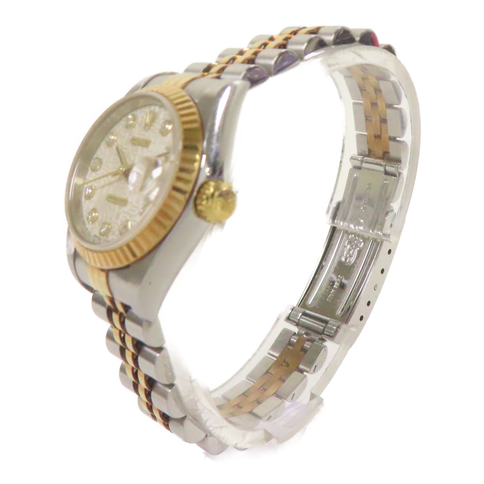 ROLEX Lady Datejust 18K黃金/不鏽鋼手錶自動機芯銀色