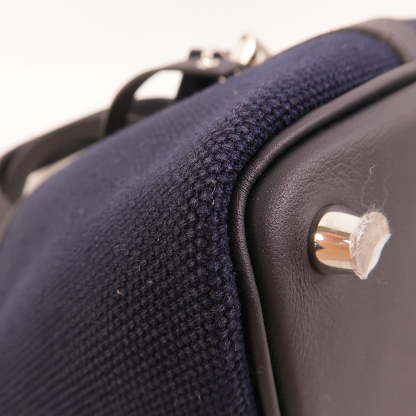 HERMES 帆布/皮革Picotin Cargo PM手挽袋Bleu Marine