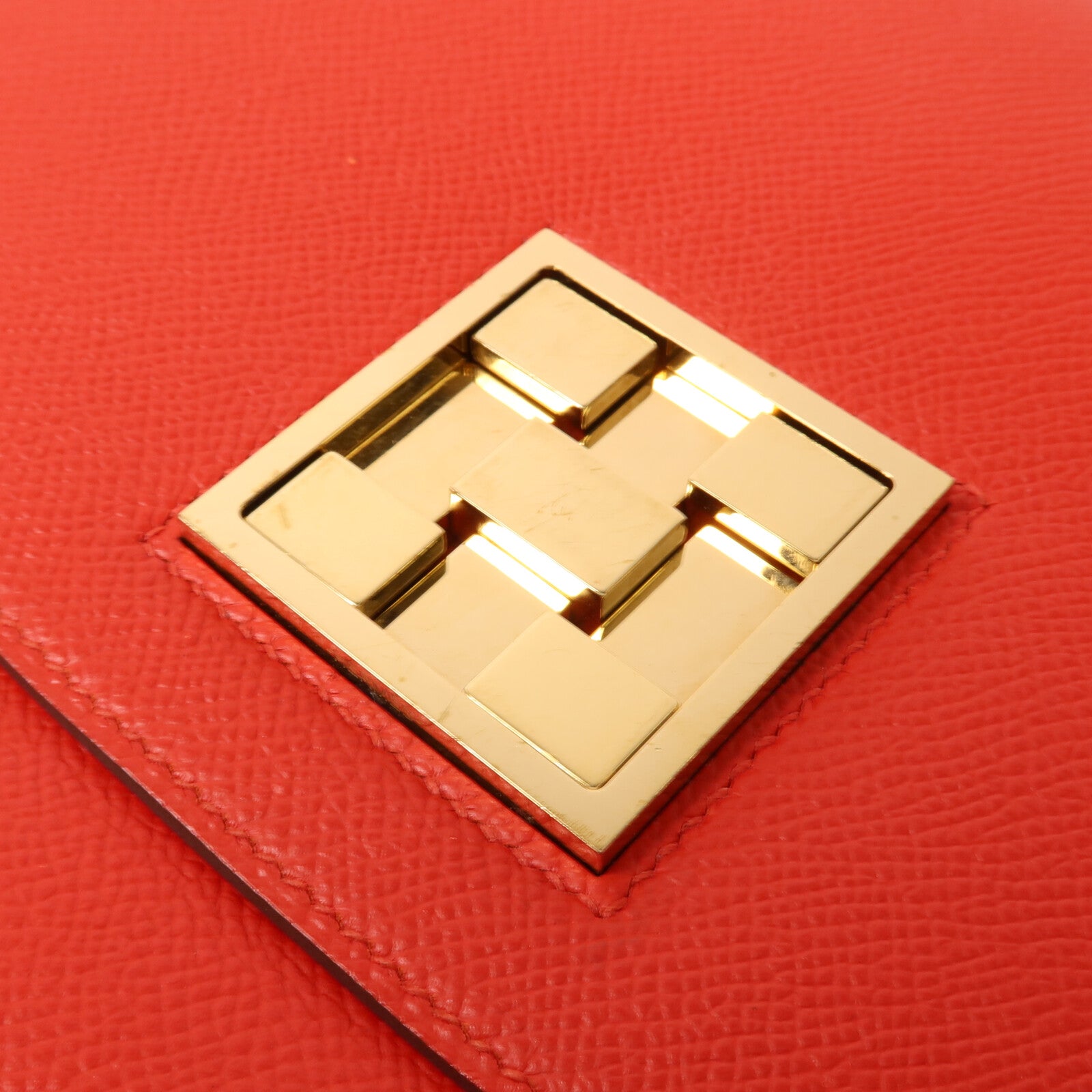 HERMES Epsom皮革Mosaique AU 24 Bag肩背袋Rouge Casaque