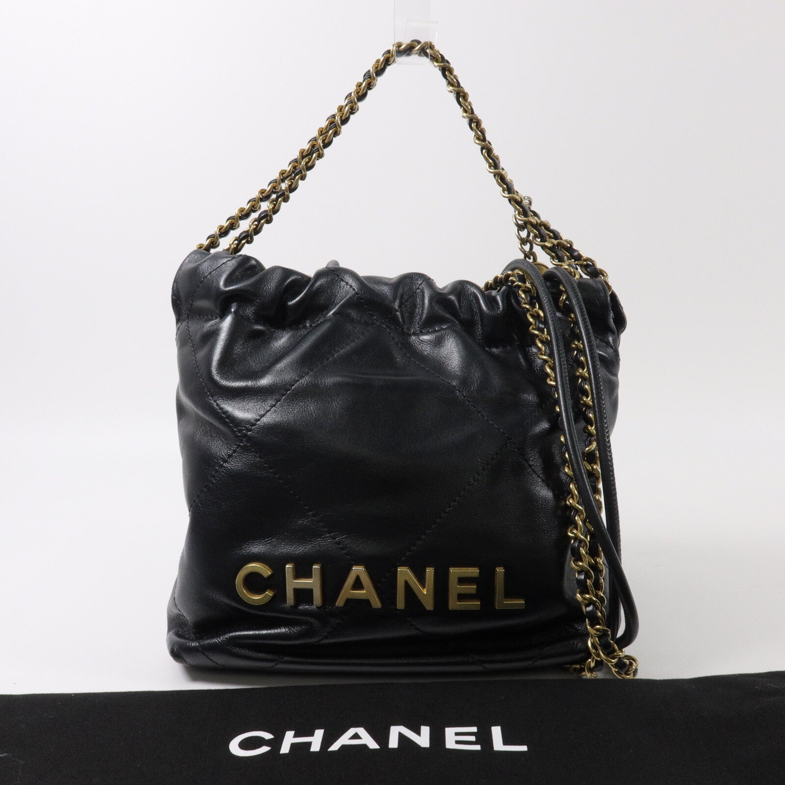 CHANEL 牛皮皮革Chanel 22 Mini鏈帶手挽肩背兩用袋