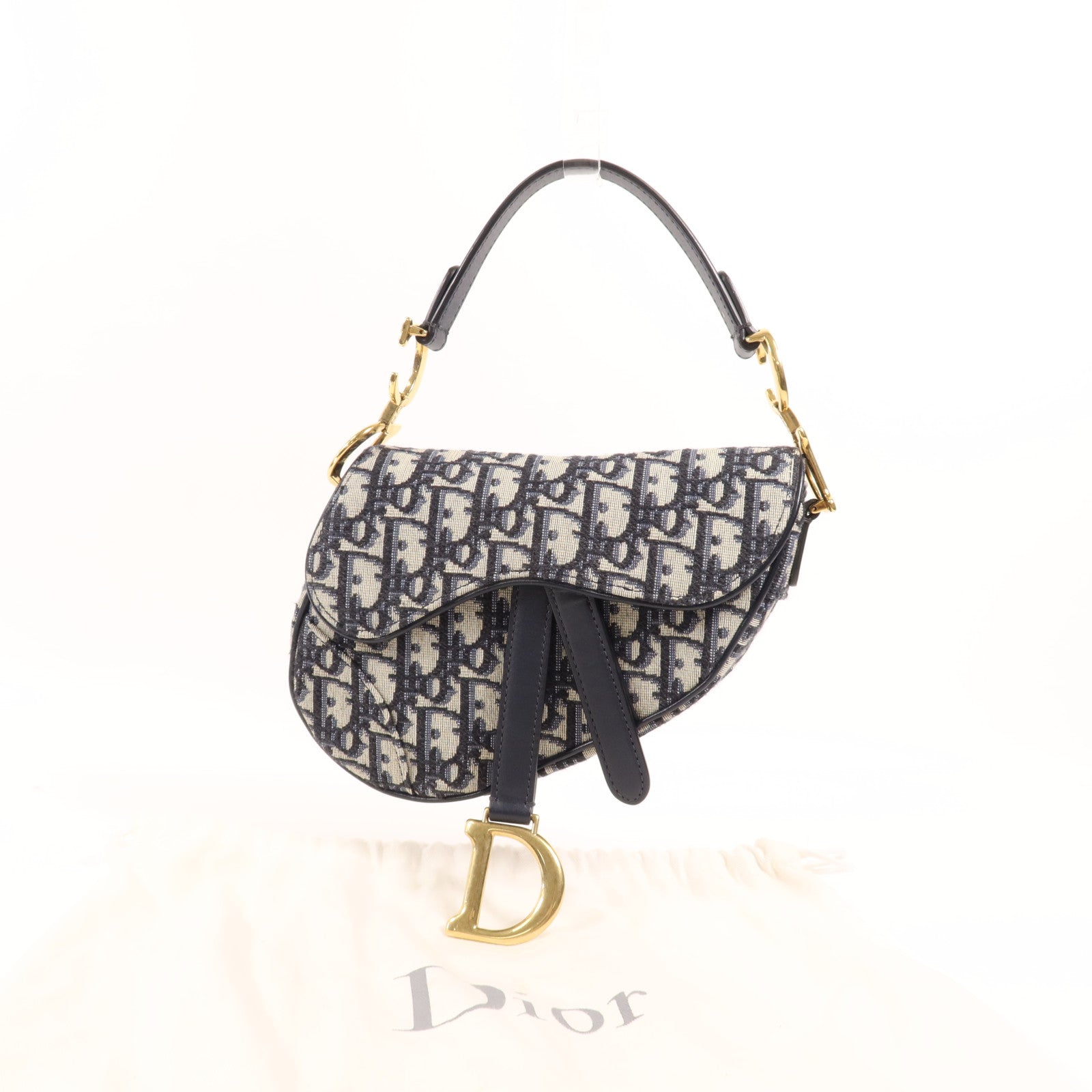 Dior 帆布Mini Saddle金扣肩背袋