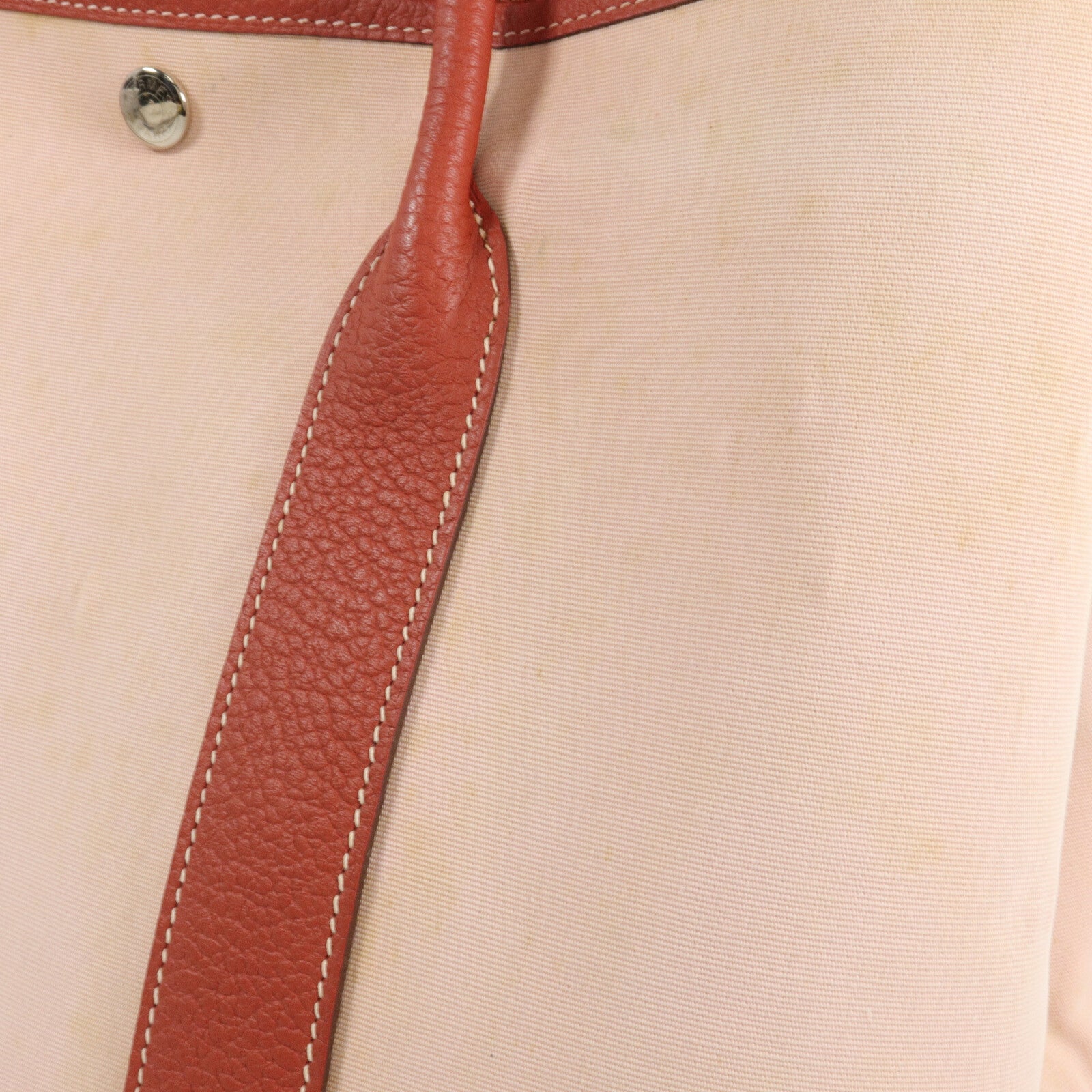 HERMES Toile/Negonda皮革Garden Party PM手挽袋Rose Sakura/Rouge Duchesse