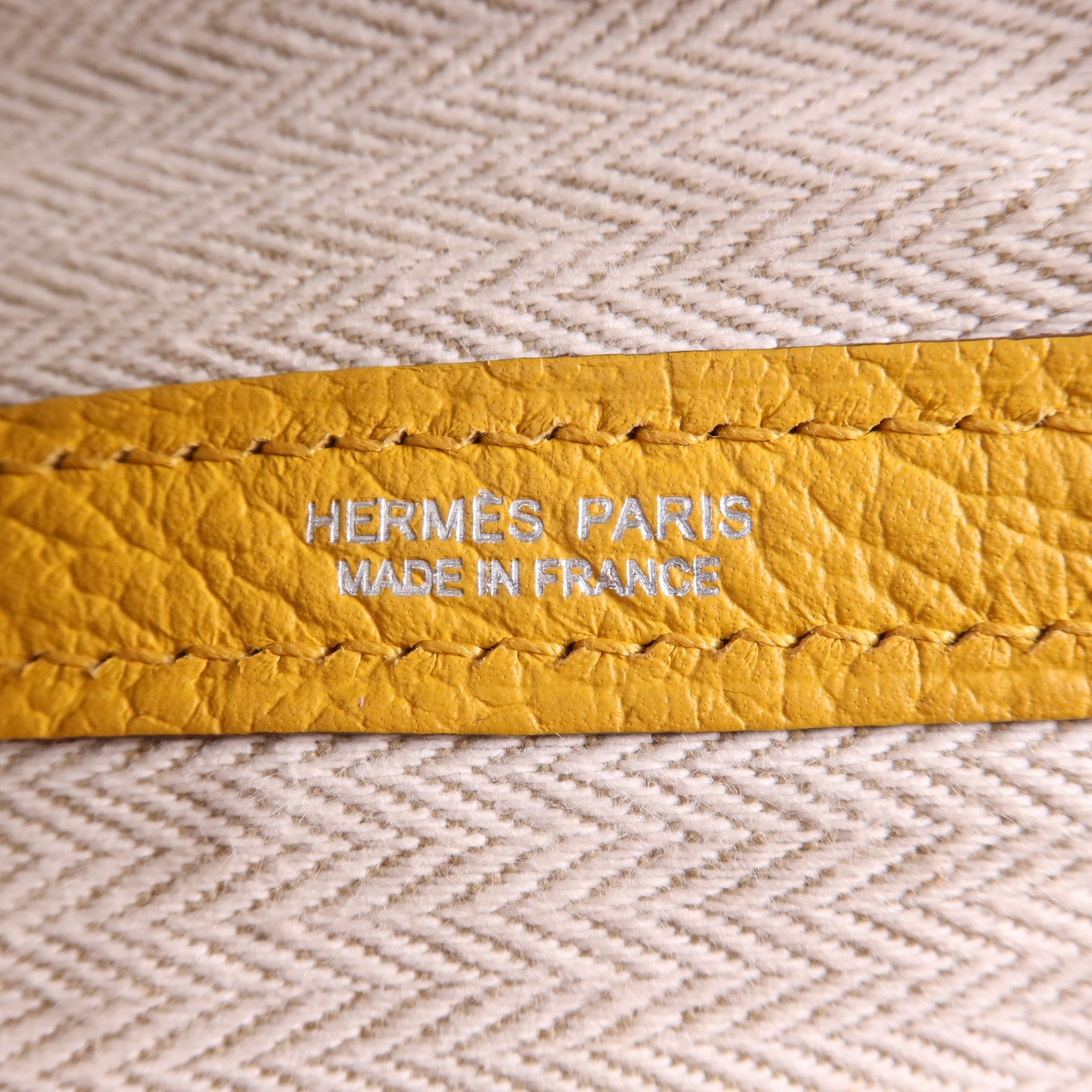 HERMES Country皮革Garden Party PM銀扣手挽袋Jaune Ambre