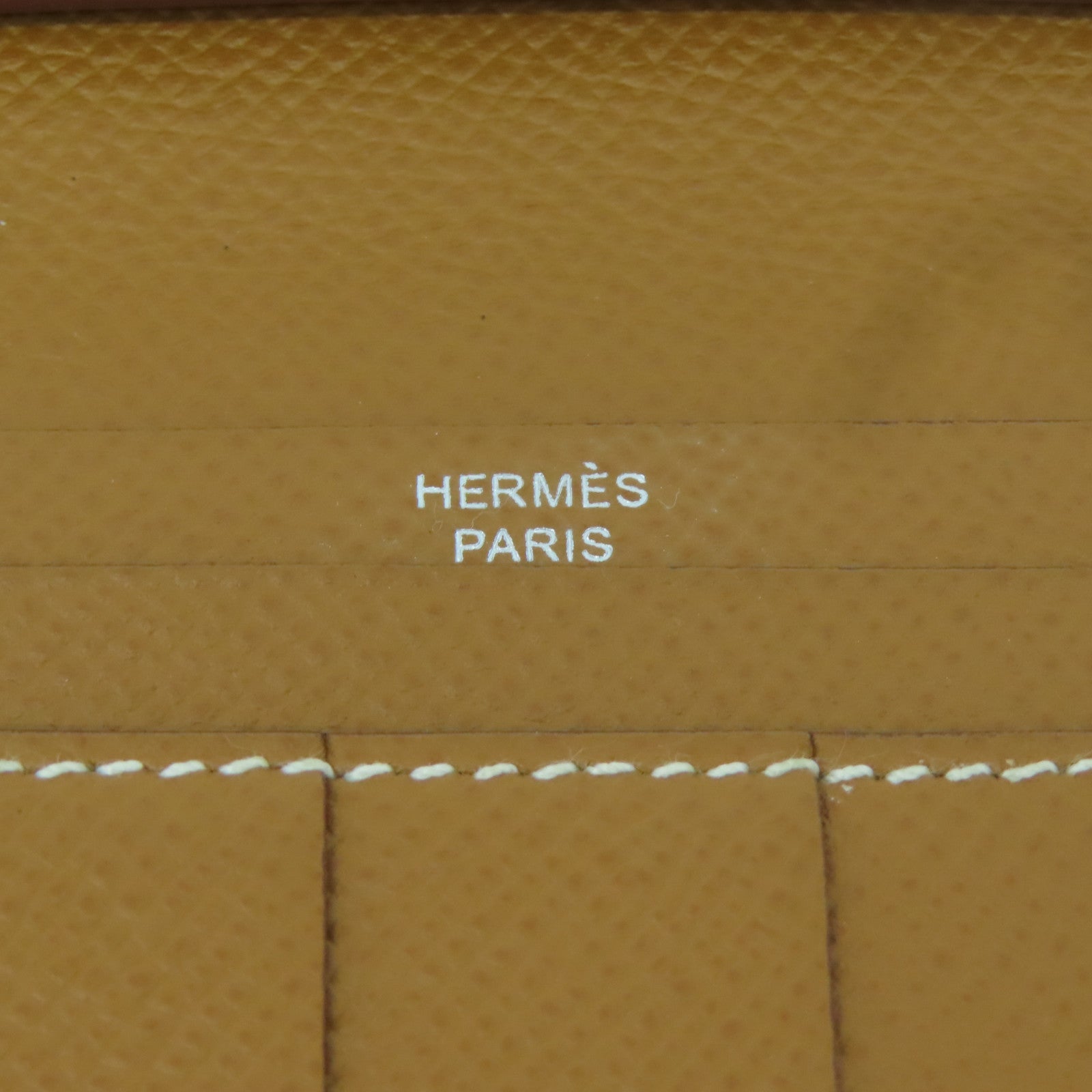 HERMES 【清倉大減價】Epsom皮革Bearn bi-fold銀扣長錢包Gold金色/經典駝色