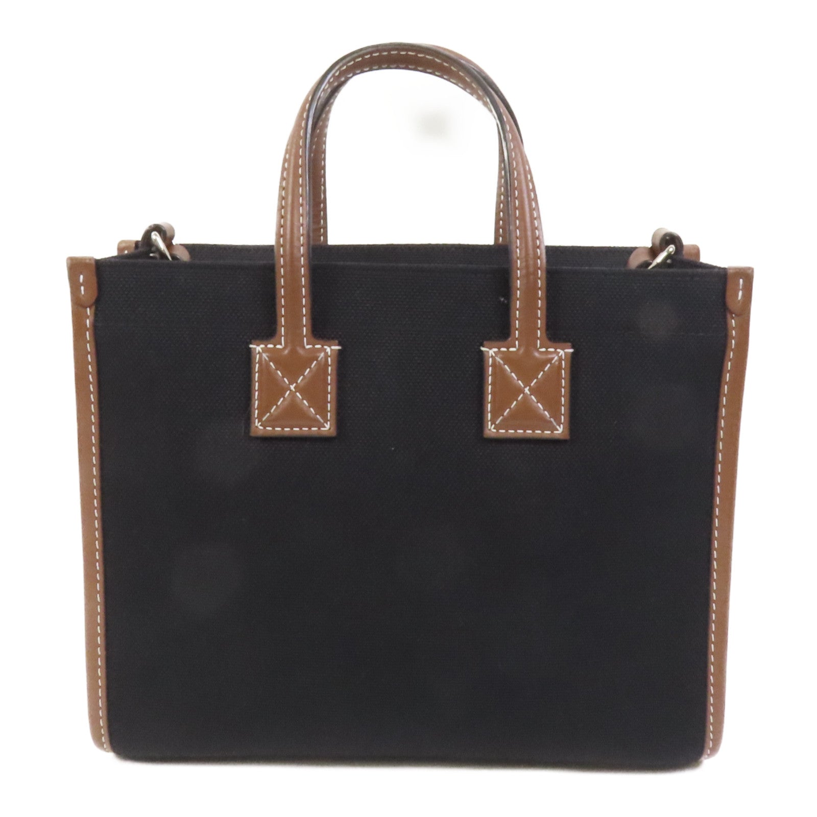 BURBERRY 帆布Mini Freya銀扣手挽肩背兩用袋