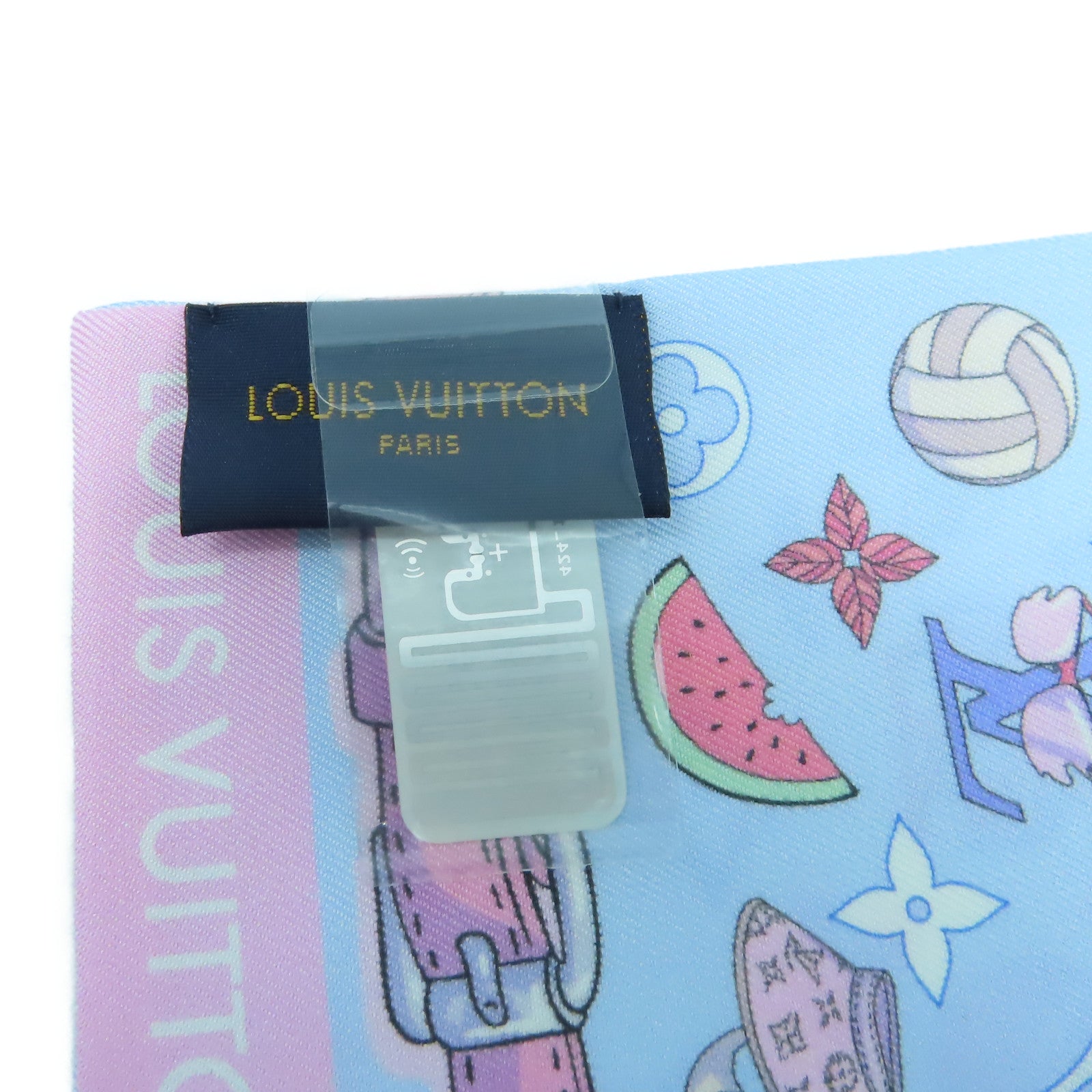 LOUIS VUITTON 【激減優惠】絲質Summer Winter Bandeau Scarf圍巾白色/淺藍色/粉紅色