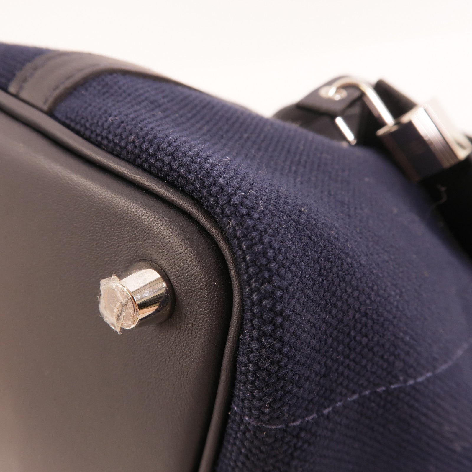 HERMES 帆布/皮革Picotin Cargo PM手挽袋Bleu Marine