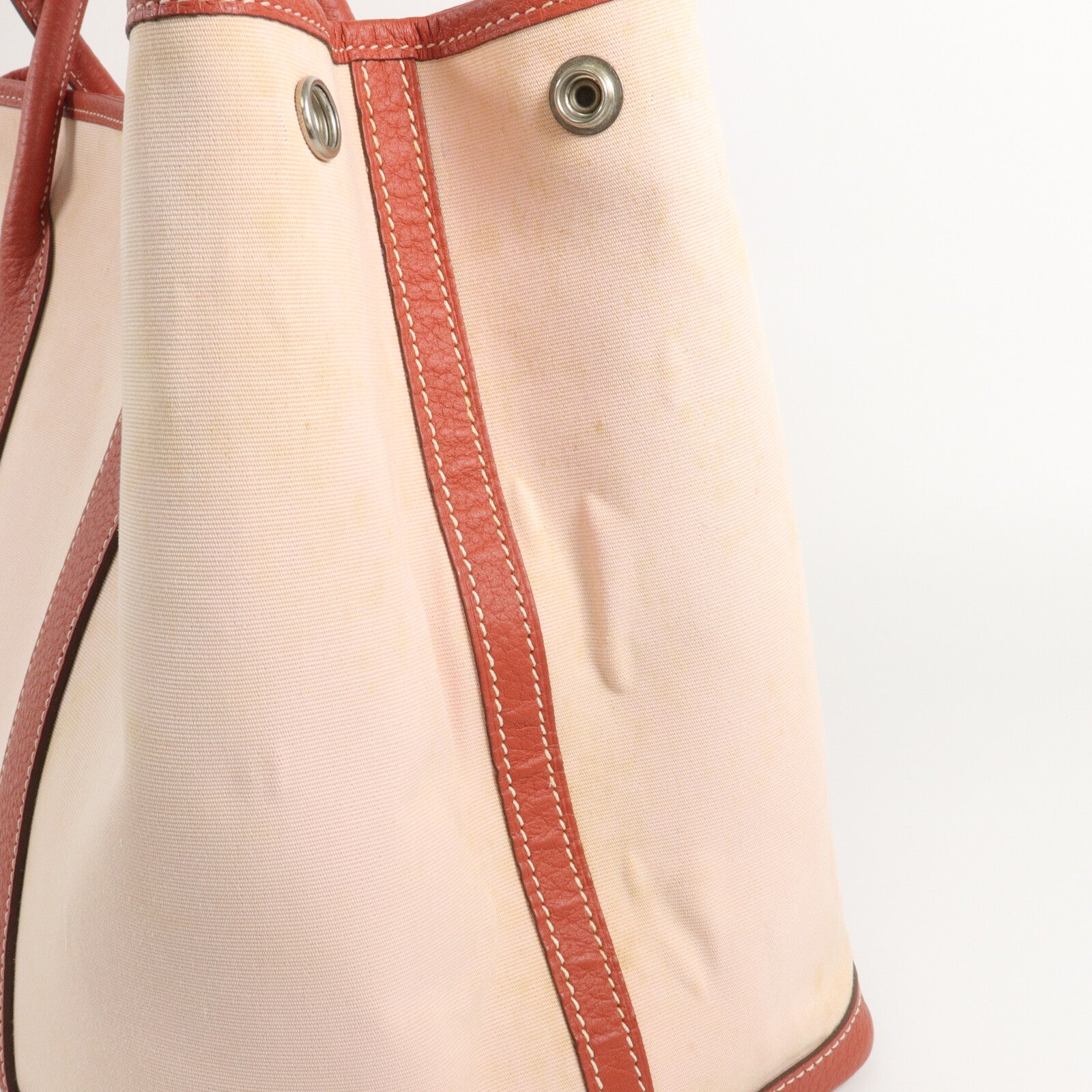 HERMES Toile/Negonda皮革Garden Party PM手挽袋Rose Sakura/Rouge Duchesse