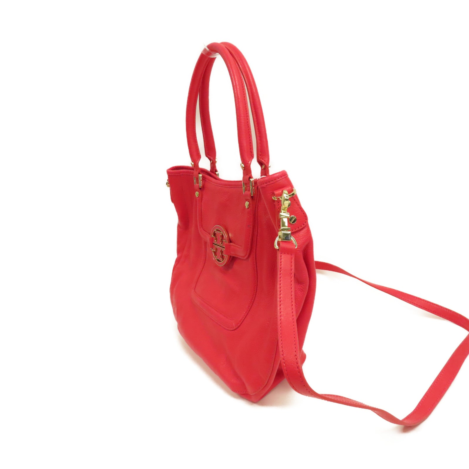 【激減優惠】牛皮皮革Tote Bag金扣手挽肩背兩用袋粉紅色