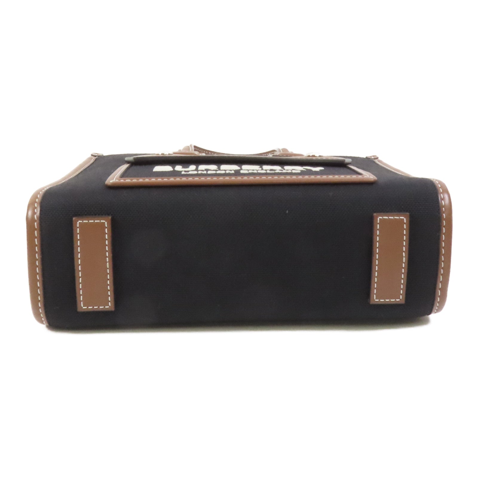 BURBERRY 帆布Mini Freya銀扣手挽肩背兩用袋