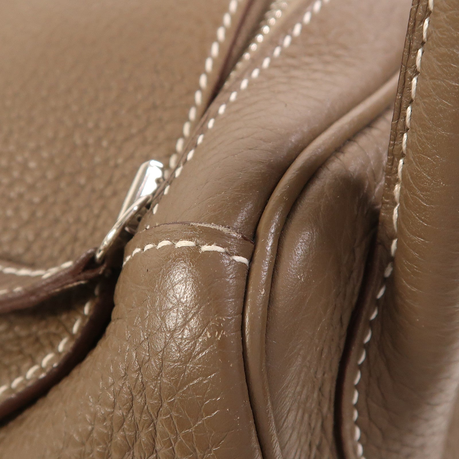 HERMES Clemence皮革Lindy 34銀扣手挽肩背兩用袋Etoupe