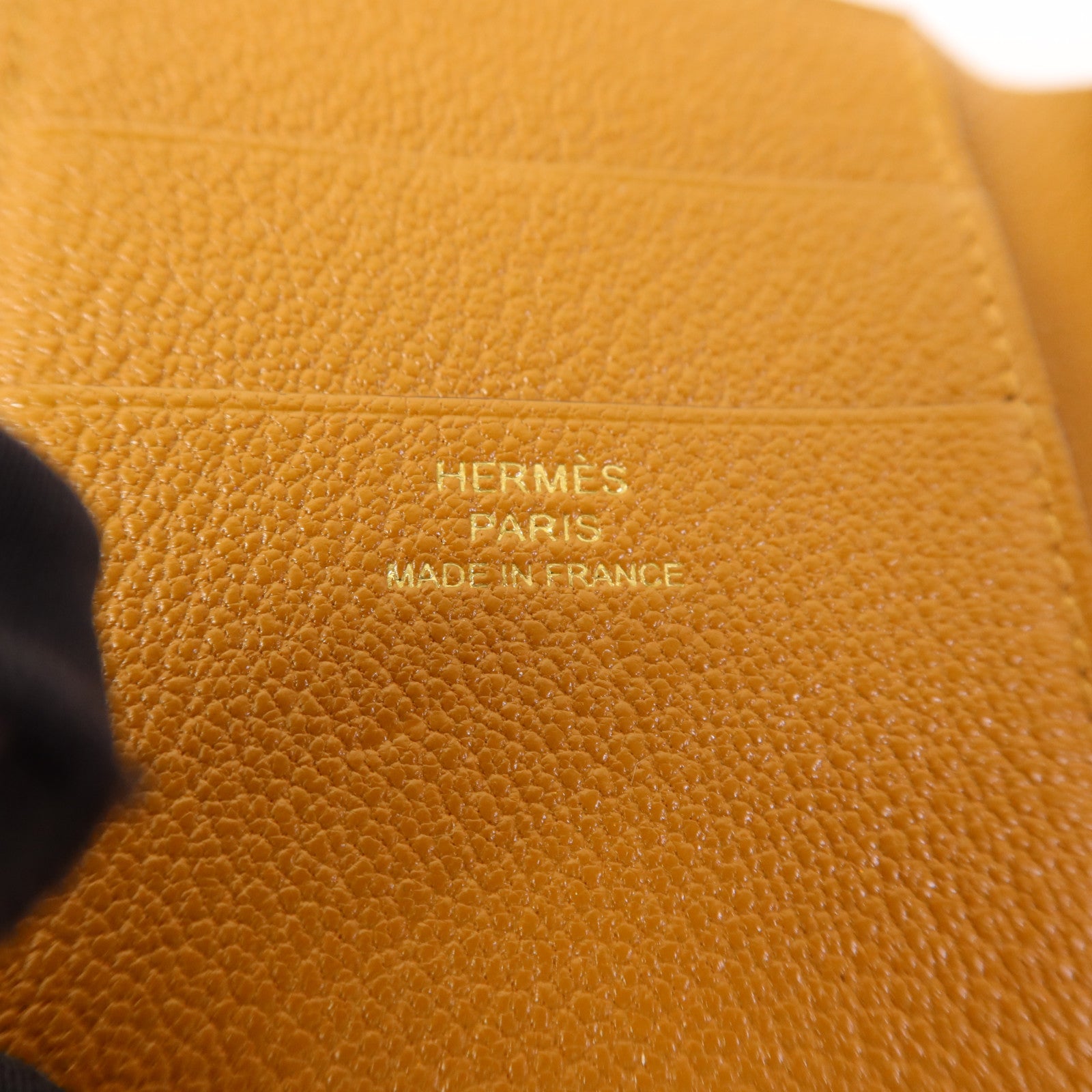 HERMES Chevre皮革Bearn Wallet金扣錢包Sesame