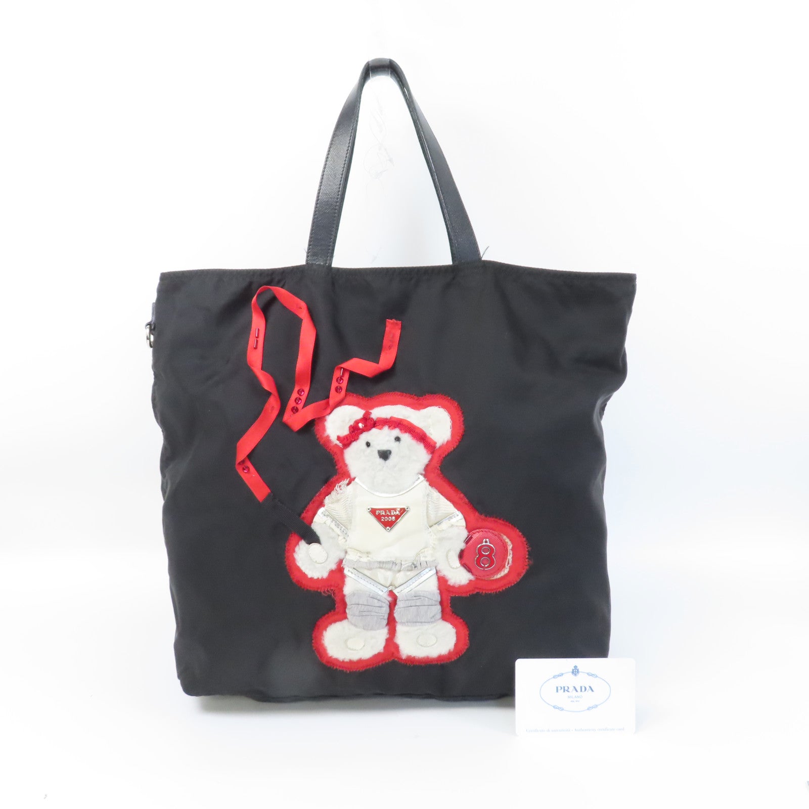 PRADA 尼龍Tote Bag銀扣手挽袋黑色