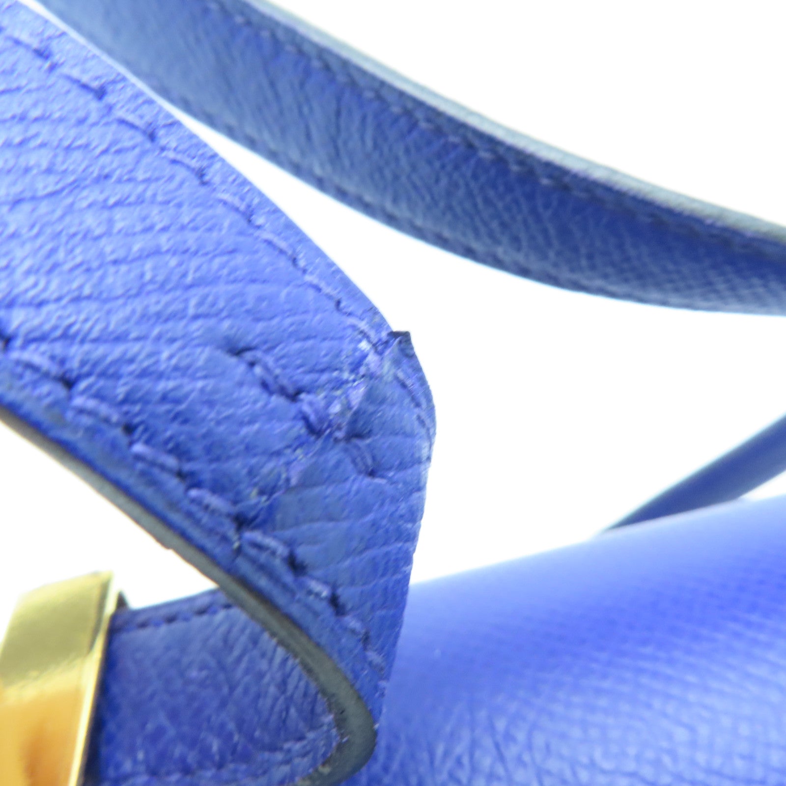 HERMES 【激減優惠】Epsom皮革Constance 24金扣肩背袋Bleu Electrique/藍色