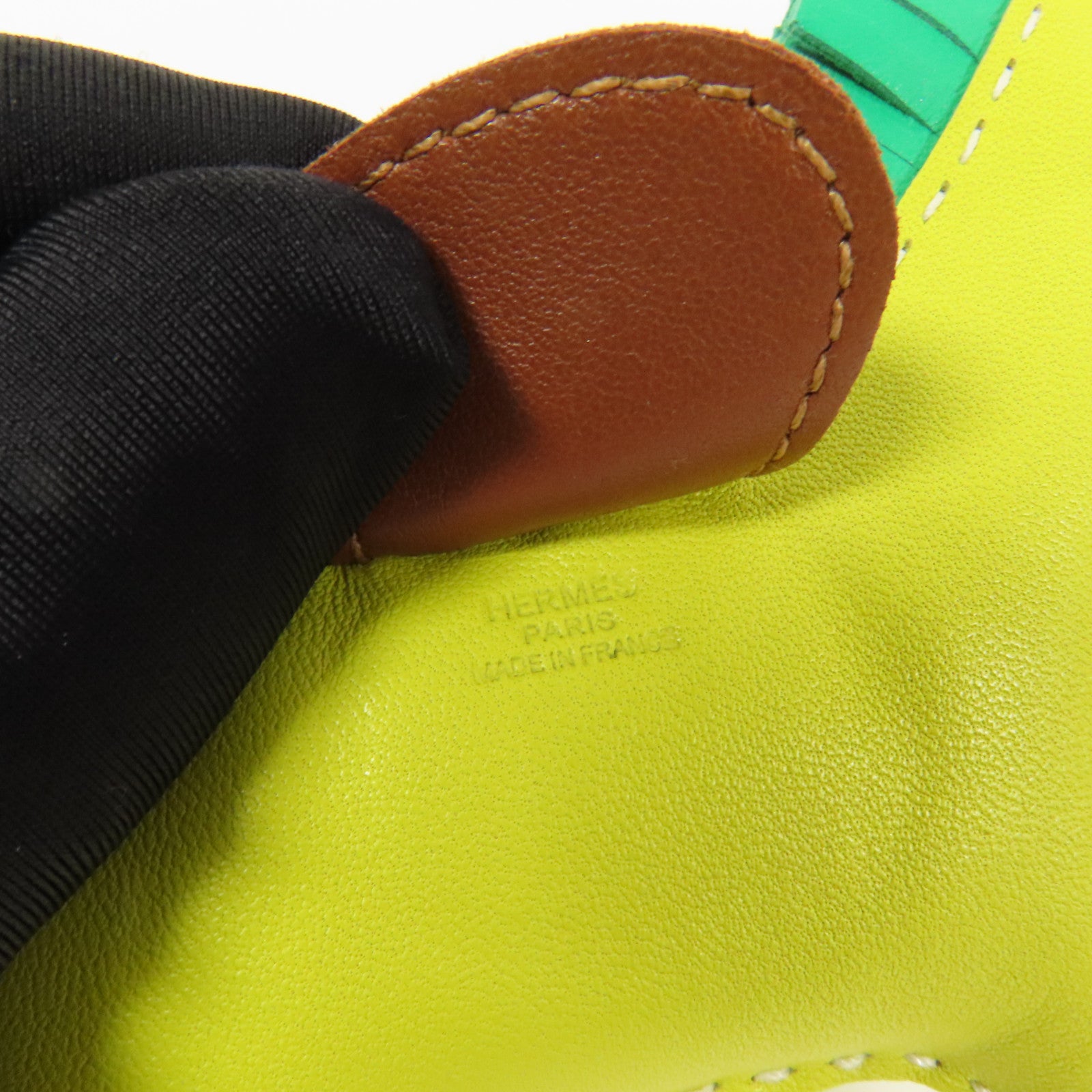 HERMES Milo皮革Rodeo MM掛飾Lime