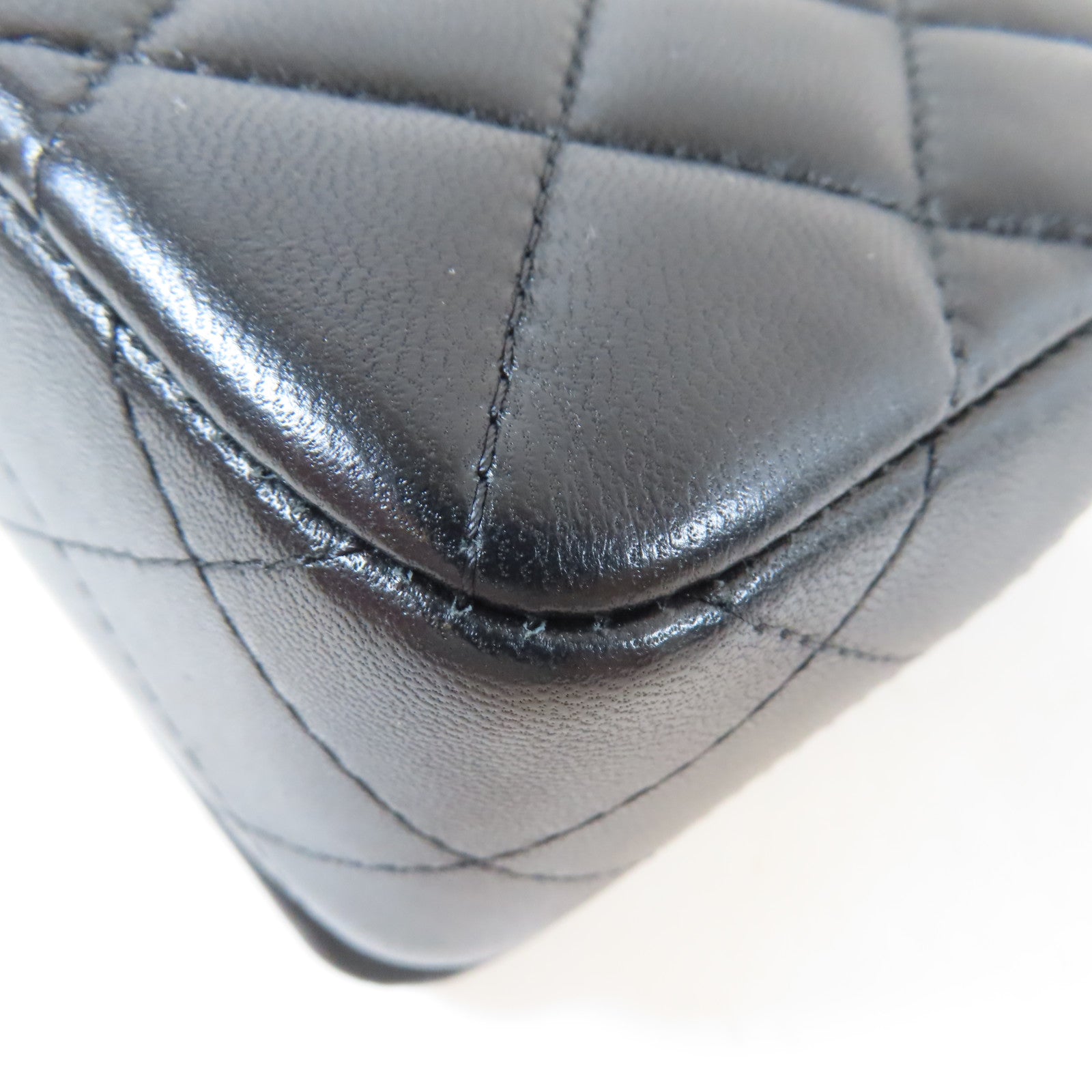 CHANEL 菱格羊皮皮革Mini Flap Bag金扣鏈帶肩背袋黑色