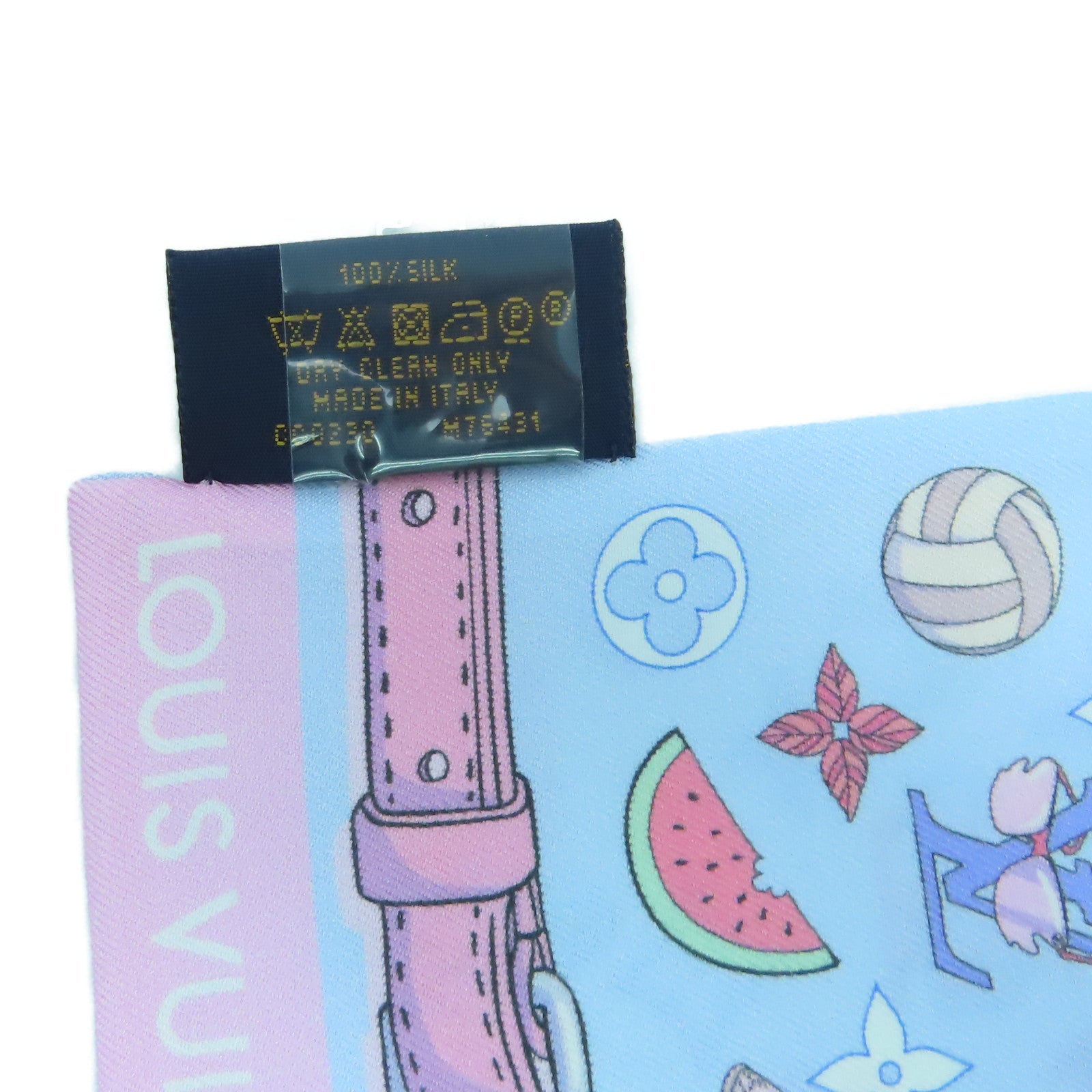 LOUIS VUITTON 【激減優惠】絲質Summer Winter Bandeau Scarf圍巾白色/淺藍色/粉紅色