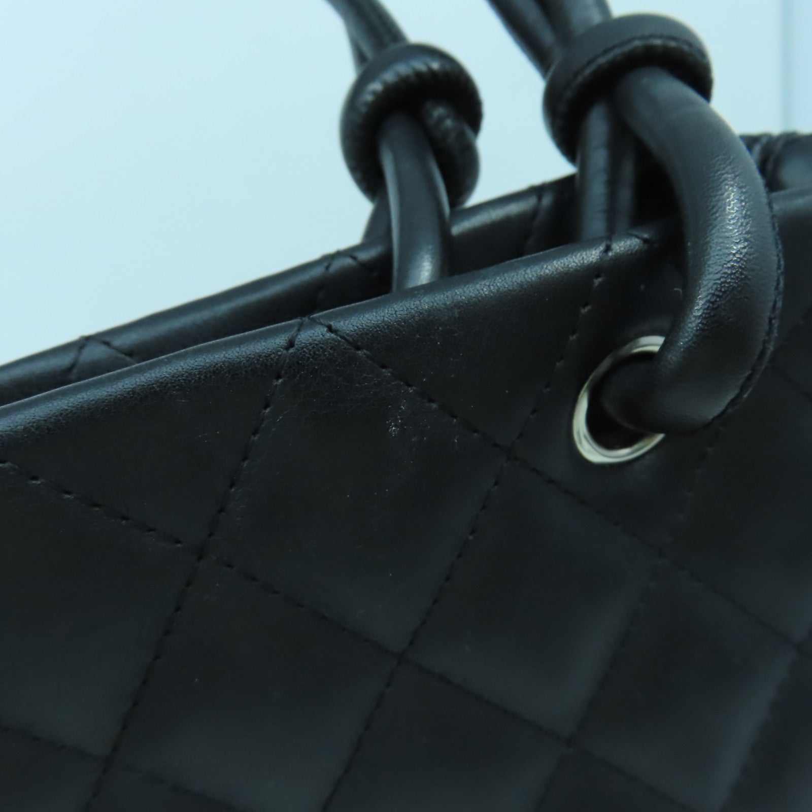 CHANEL 菱格牛皮皮革Cambon Tote Bag銀扣手挽袋黑色